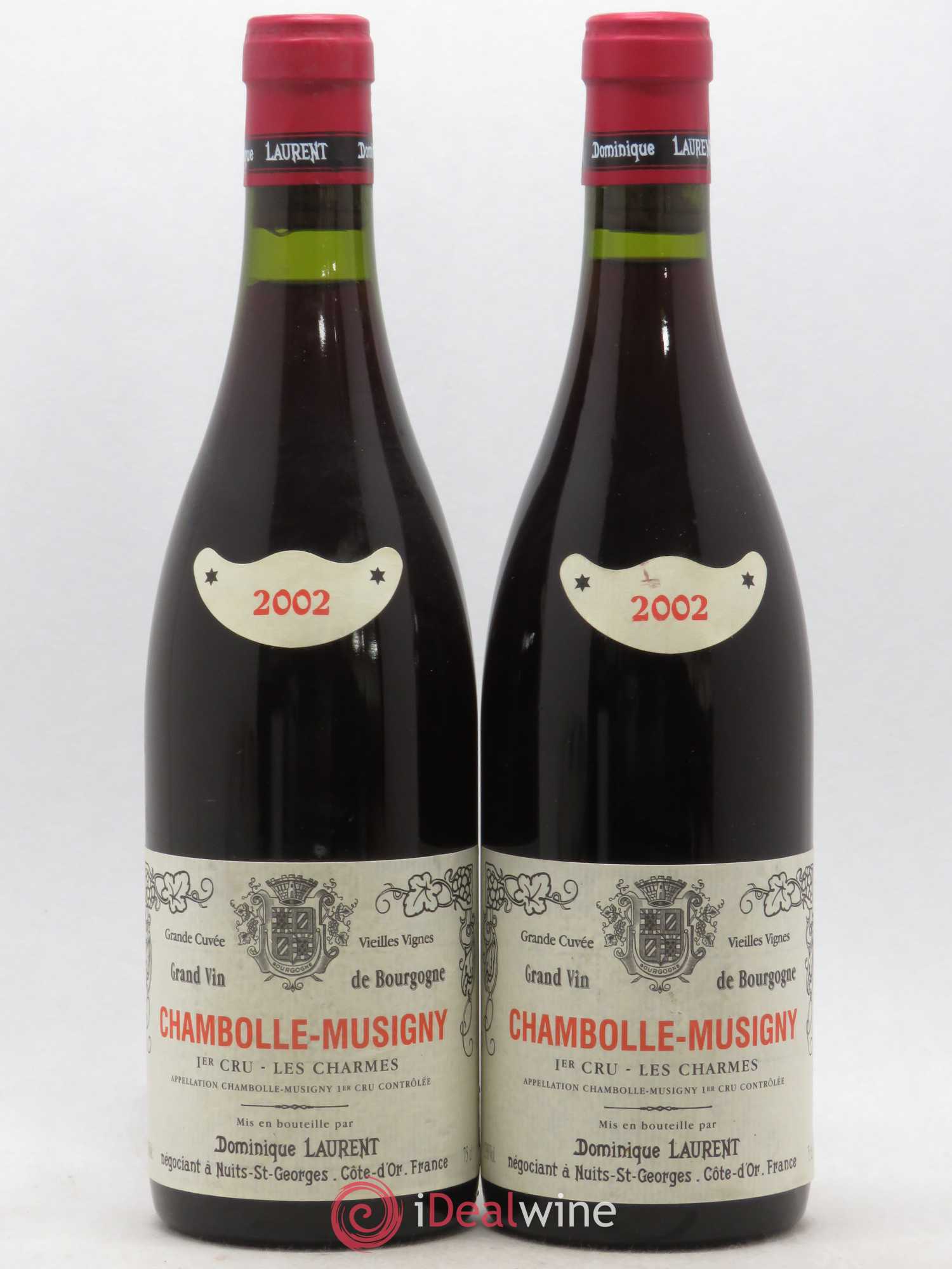 Chambolle-Musigny 1er Cru Les Charmes Grande Cuvée Vieilles Vignes Dominique Laurent 2002 - Posten von 2 Flaschen - 0
