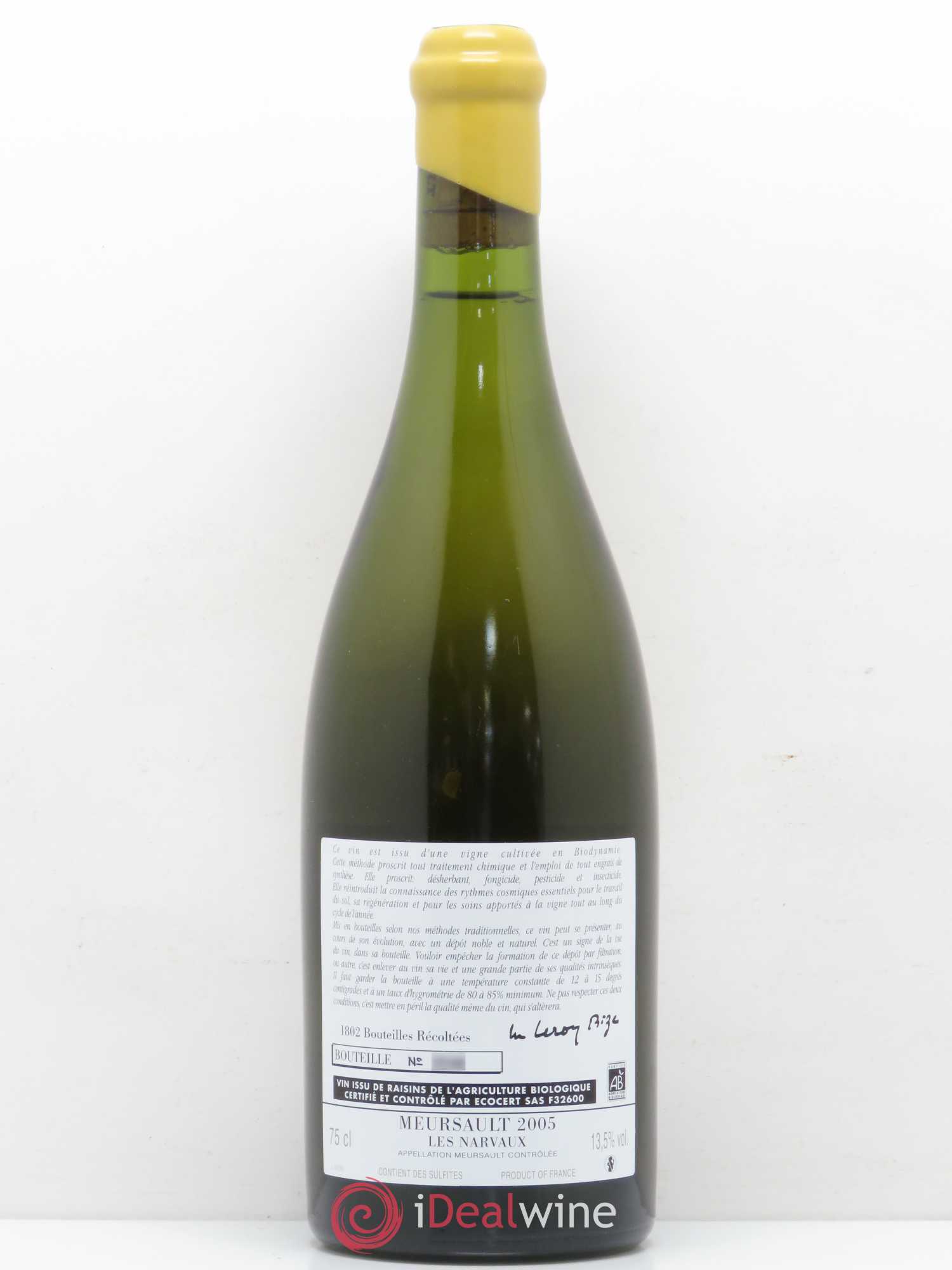 Meursault Les Narvaux d'Auvenay (Domaine) 2005 - Lot de 1 bouteille - 1