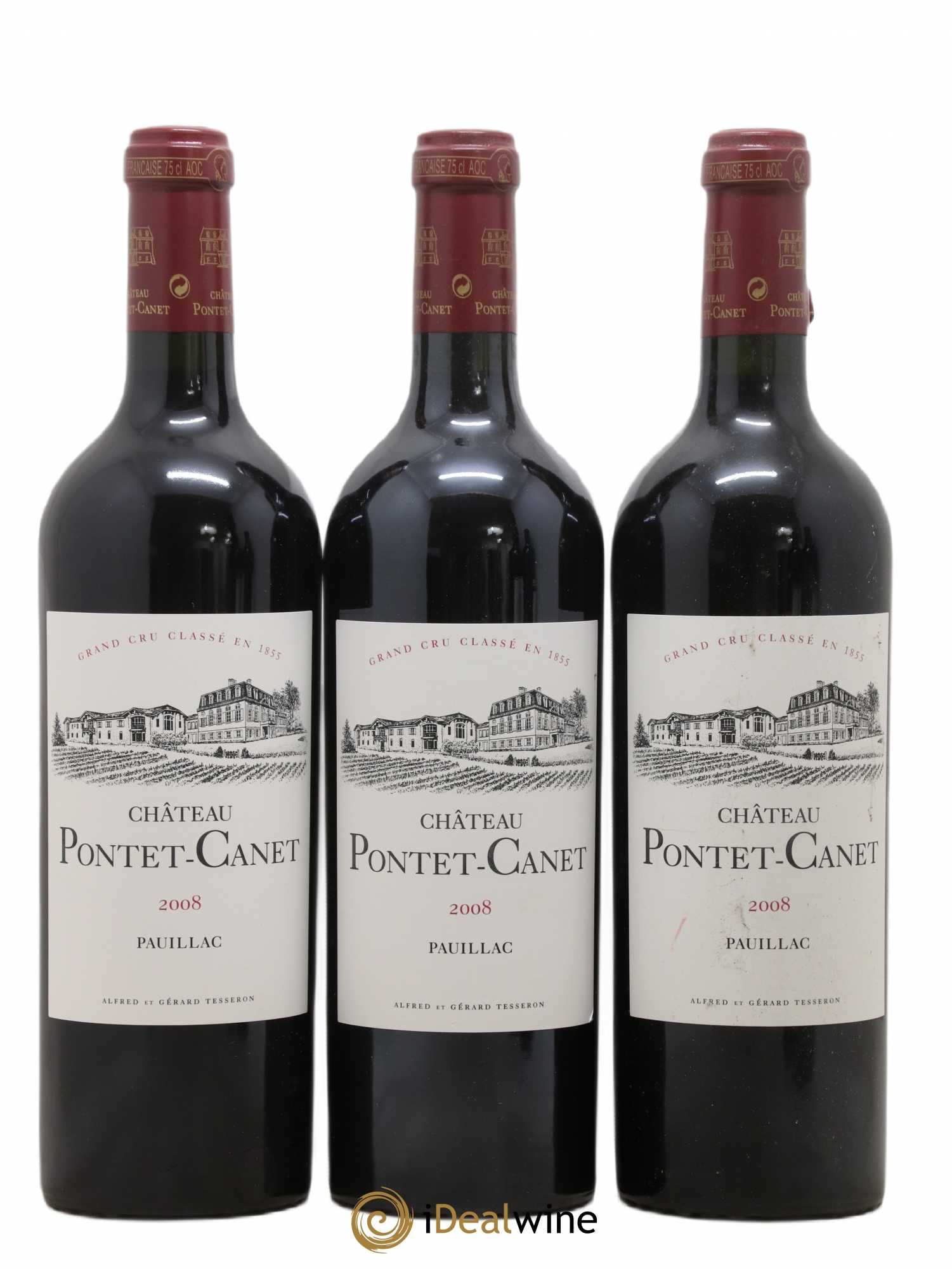 Château Pontet Canet 5ème Grand Cru Classé 2008 - Lot de 3 bouteilles - 0