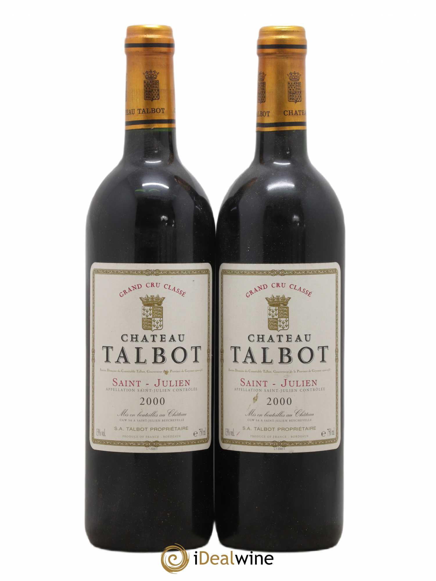 Château Talbot 4ème Grand Cru Classé 2000 - Lot de 2 bouteilles - 0