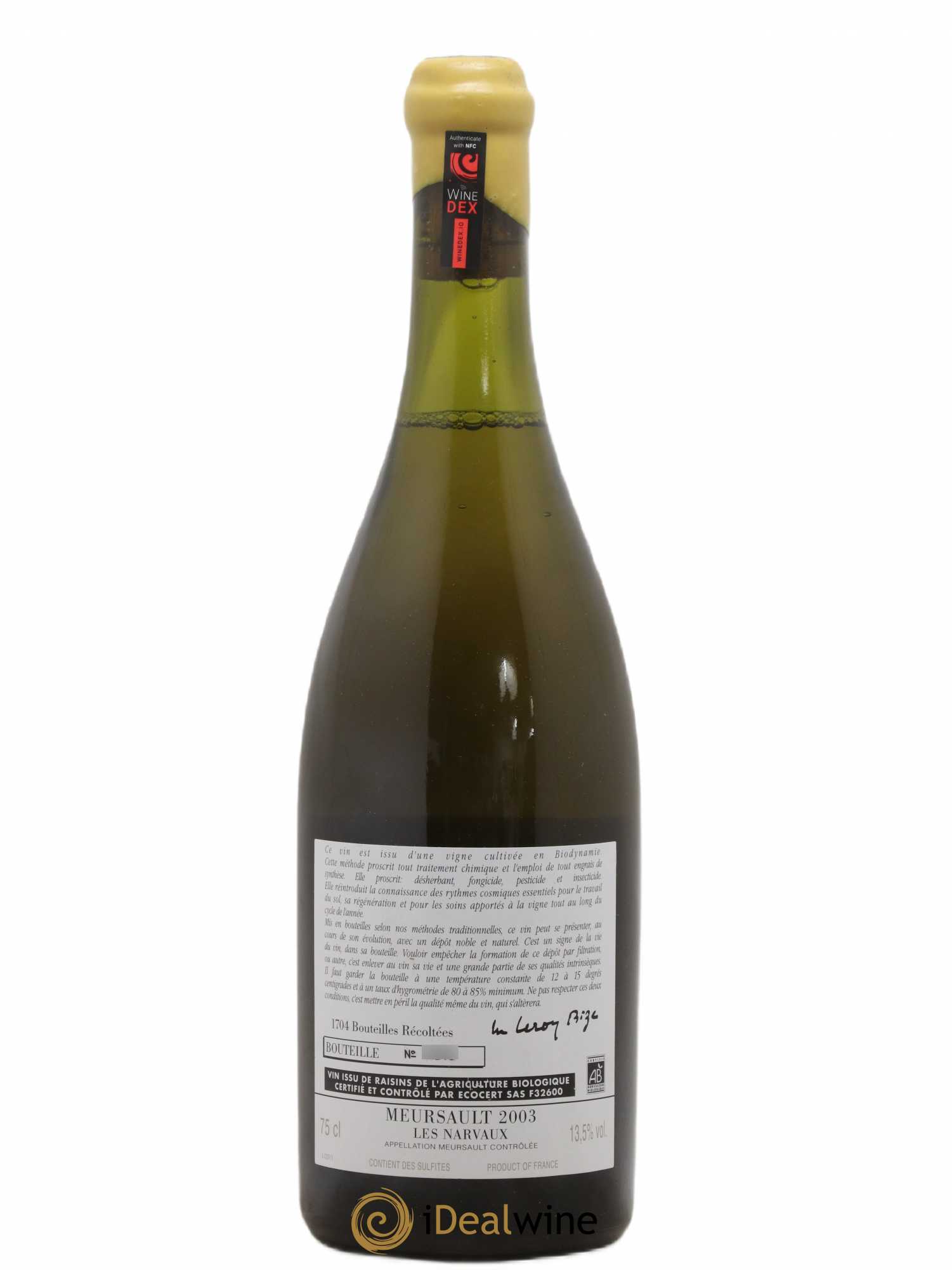 Meursault Les Narvaux d'Auvenay (Domaine) 2003 - Lot de 1 bouteille - 1