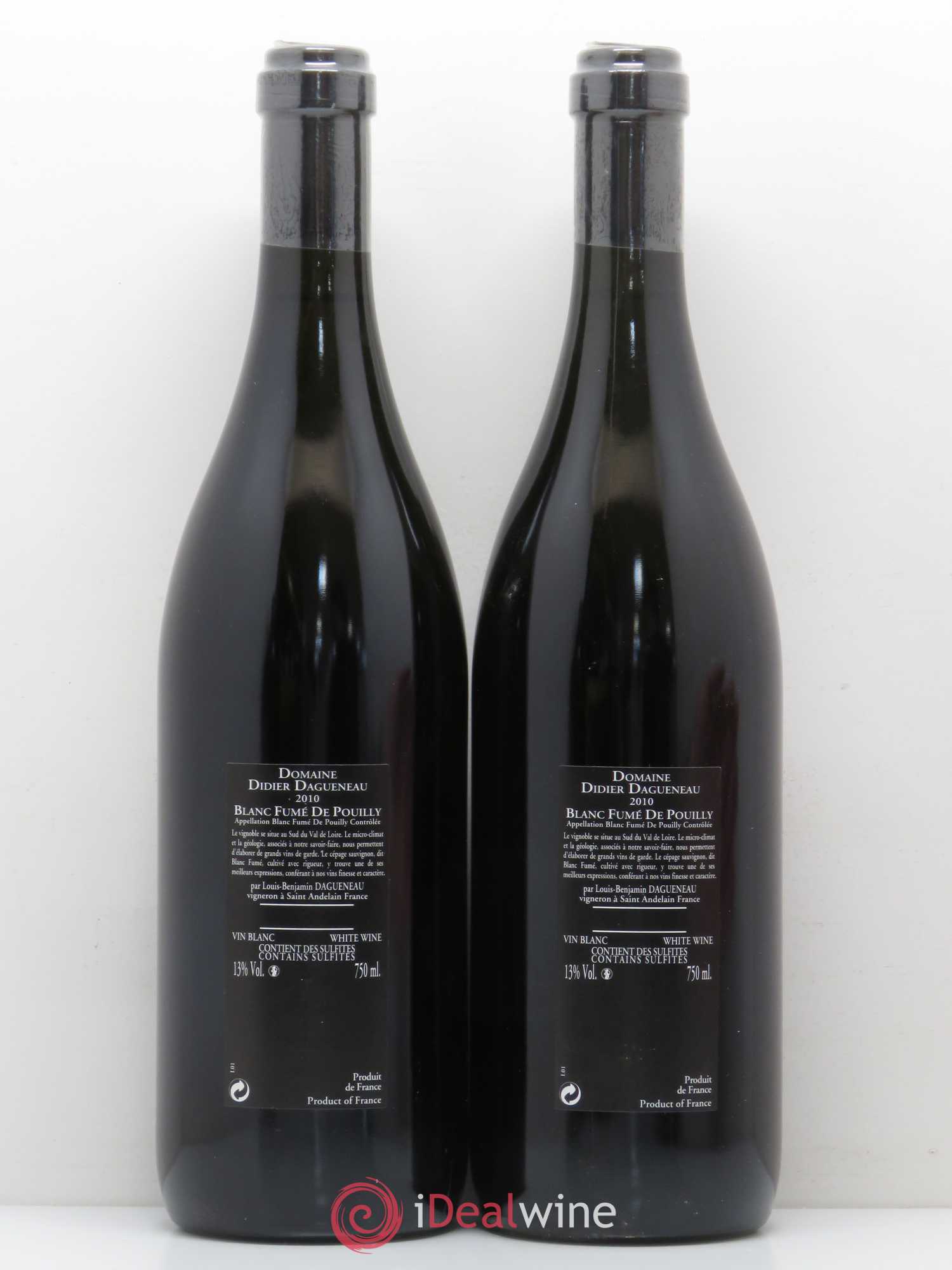 Vin de France (anciennement Pouilly-Fumé) Silex Dagueneau (Domaine Didier - Louis-Benjamin) 2010 - Lot de 2 bouteilles - 1