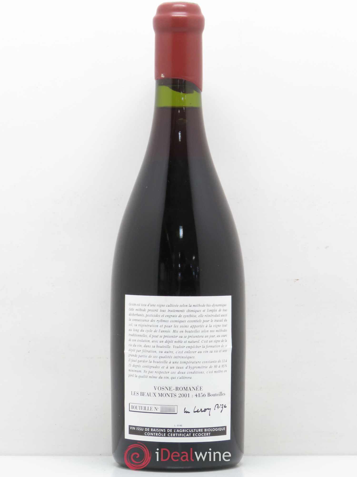 Vosne-Romanée 1er Cru Les Beaux-Monts Leroy (Domaine) 2001 - Lot de 1 bouteille - 1