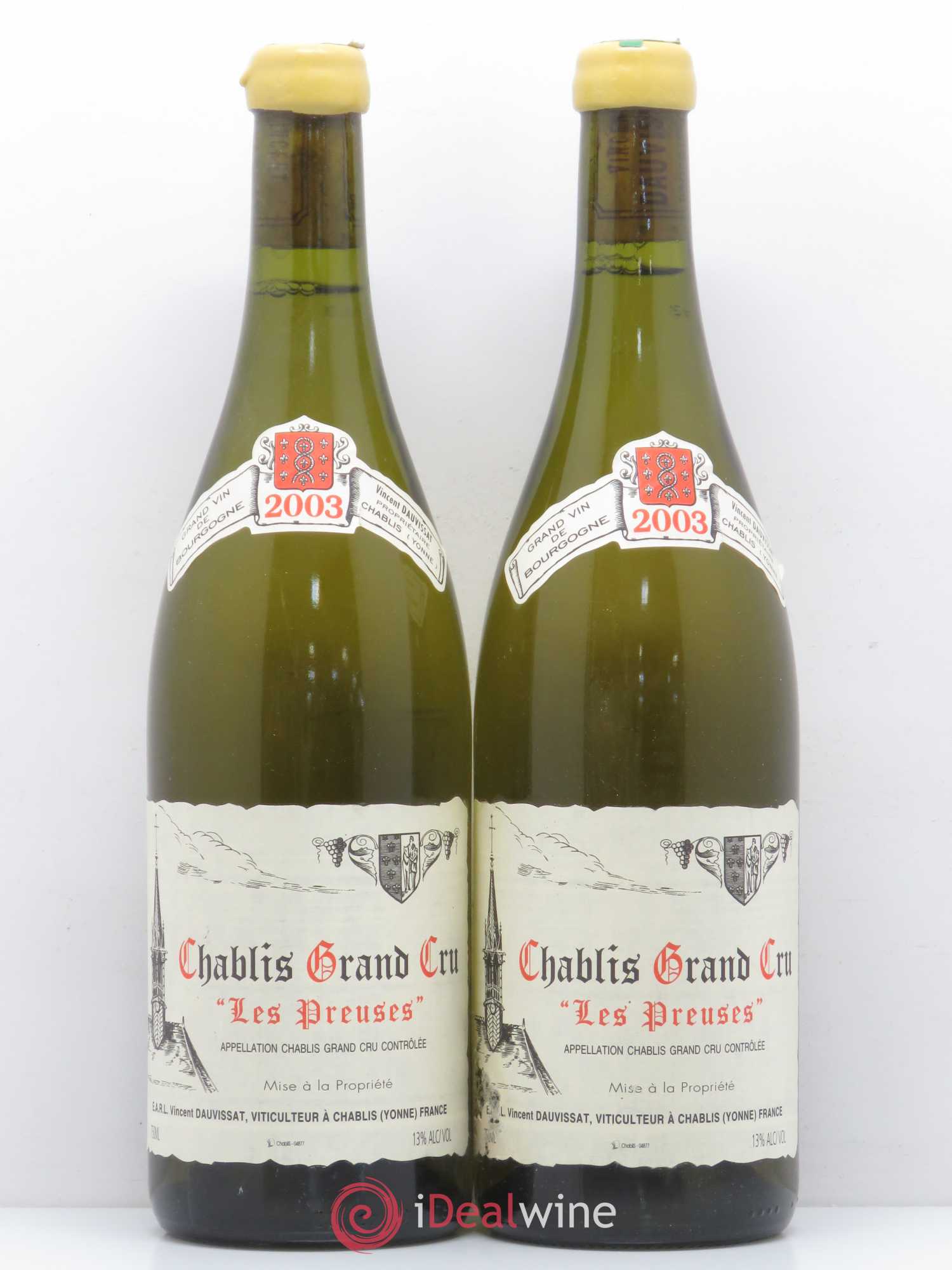 Chablis Grand Cru Les Preuses Vincent Dauvissat (Domaine) 2003 - Lot de 2 bouteilles - 0