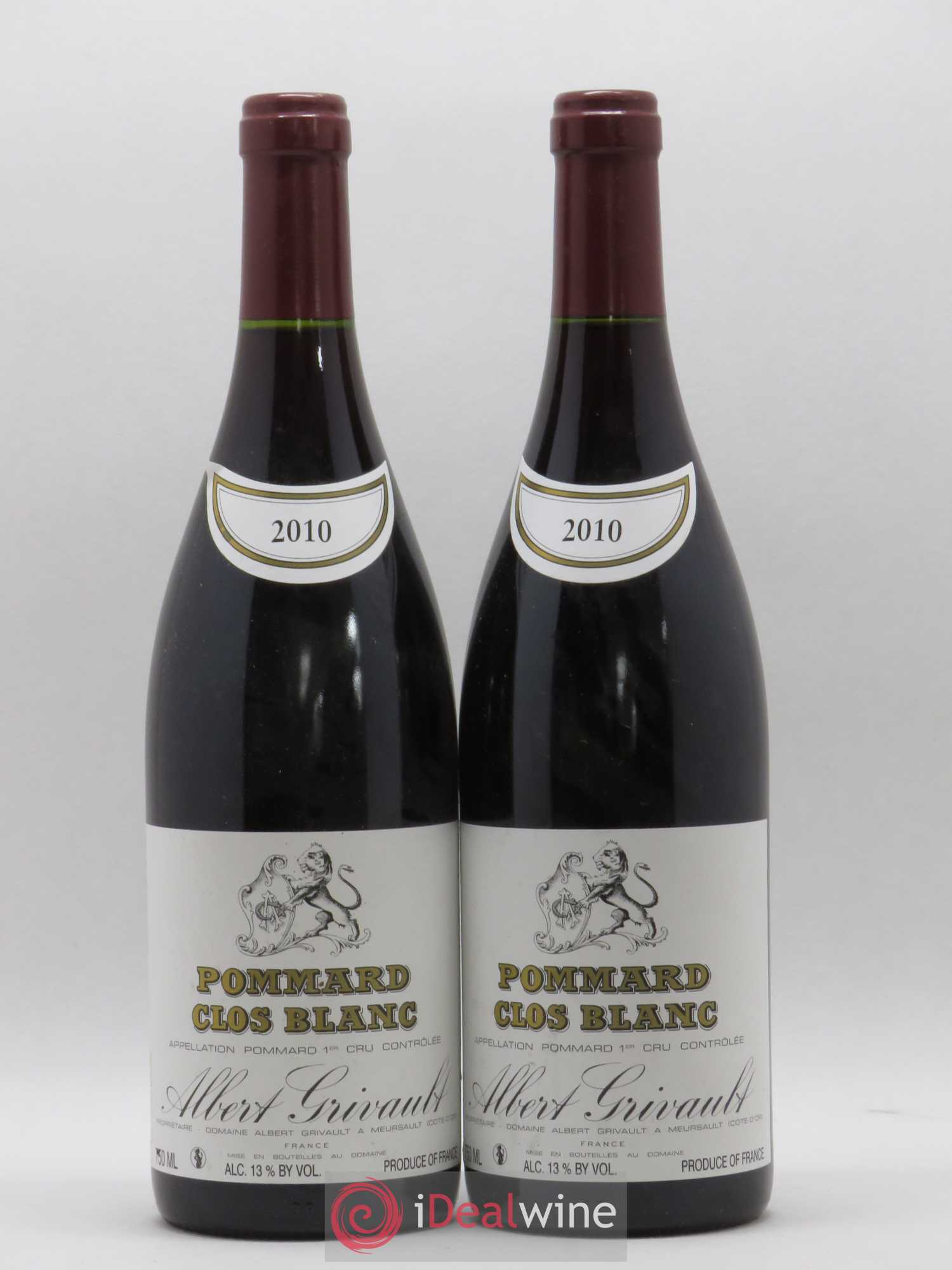Pommard 1er Cru Clos Blanc Albert Grivault 2010 - Lot de 2 bouteilles - 0