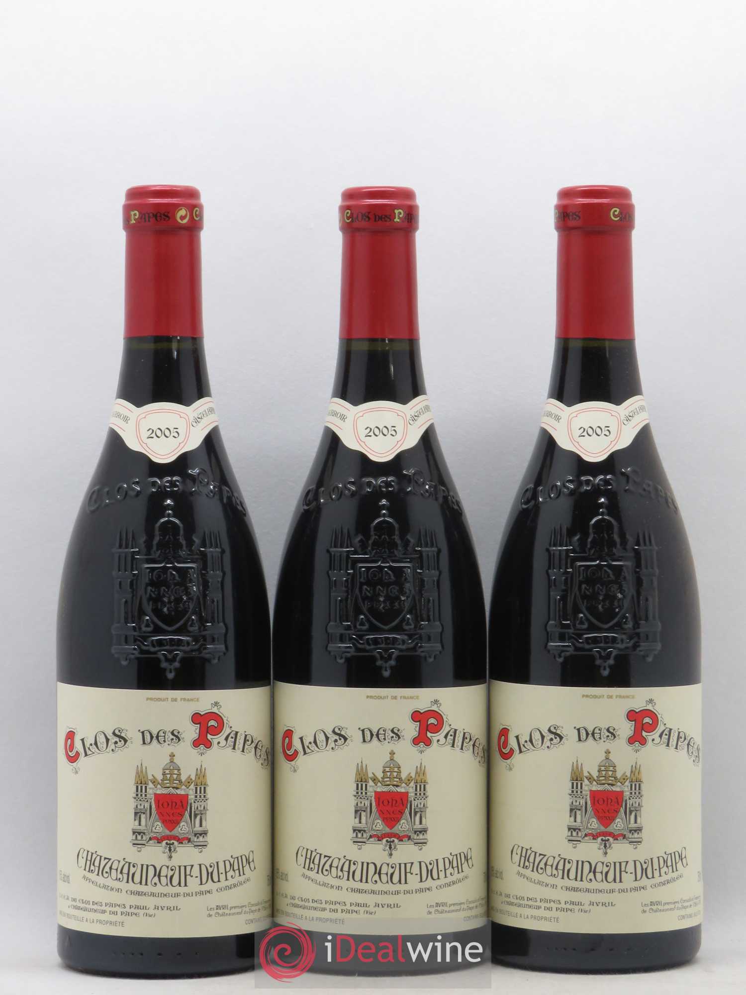Châteauneuf-du-Pape Clos des Papes - Paul Avril 2005 - Lot de 3 bouteilles - 0