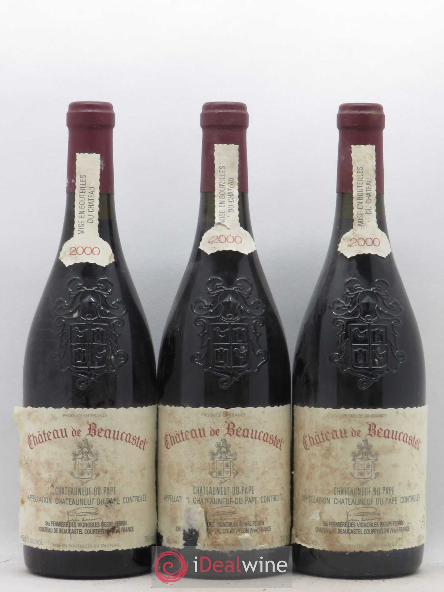Châteauneuf-du-Pape Château de Beaucastel Famille Perrin 2000 - Lot de 3 bouteilles - 0