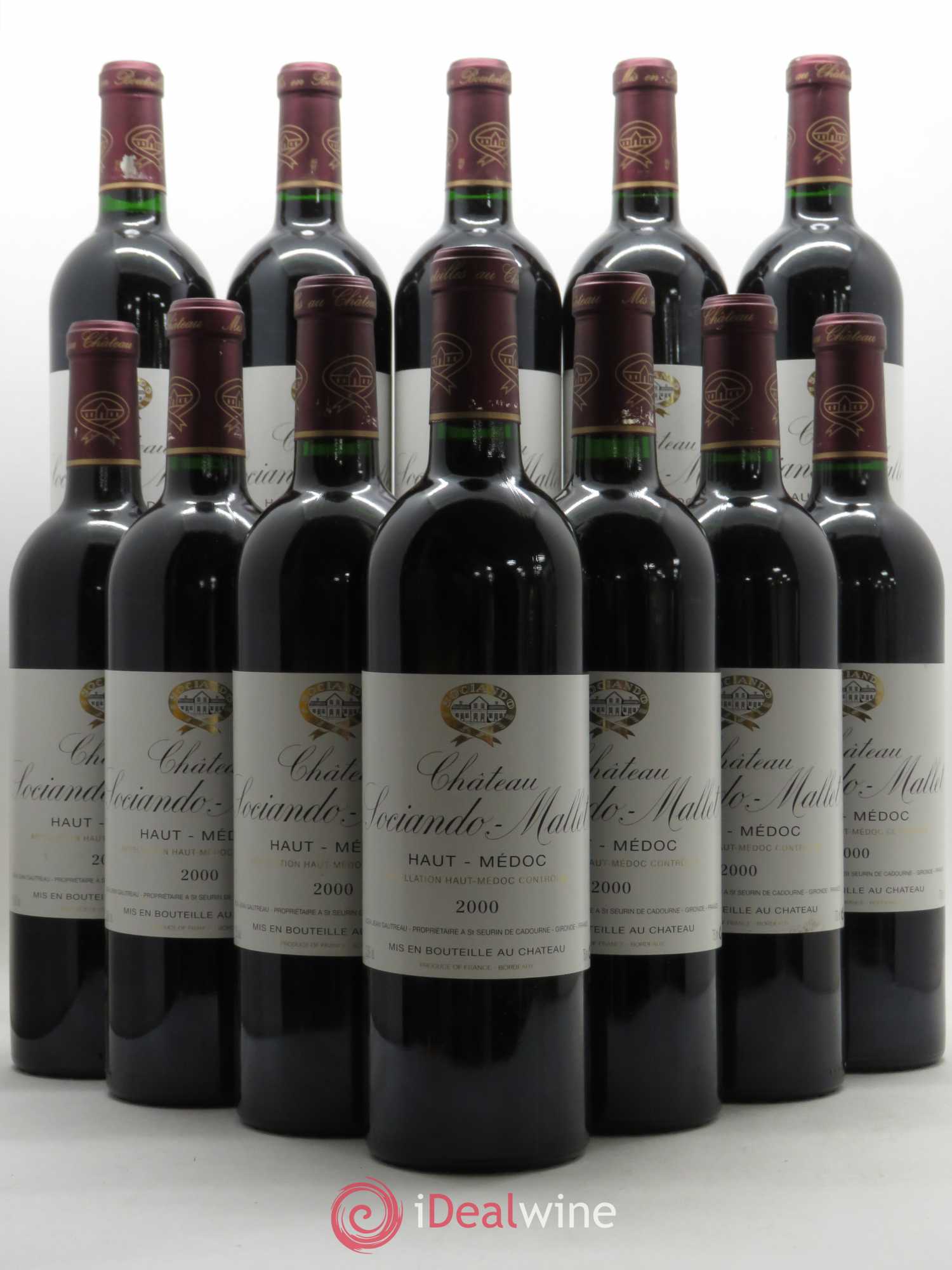 Château Sociando Mallet 2000 - Lot de 12 bouteilles - 0