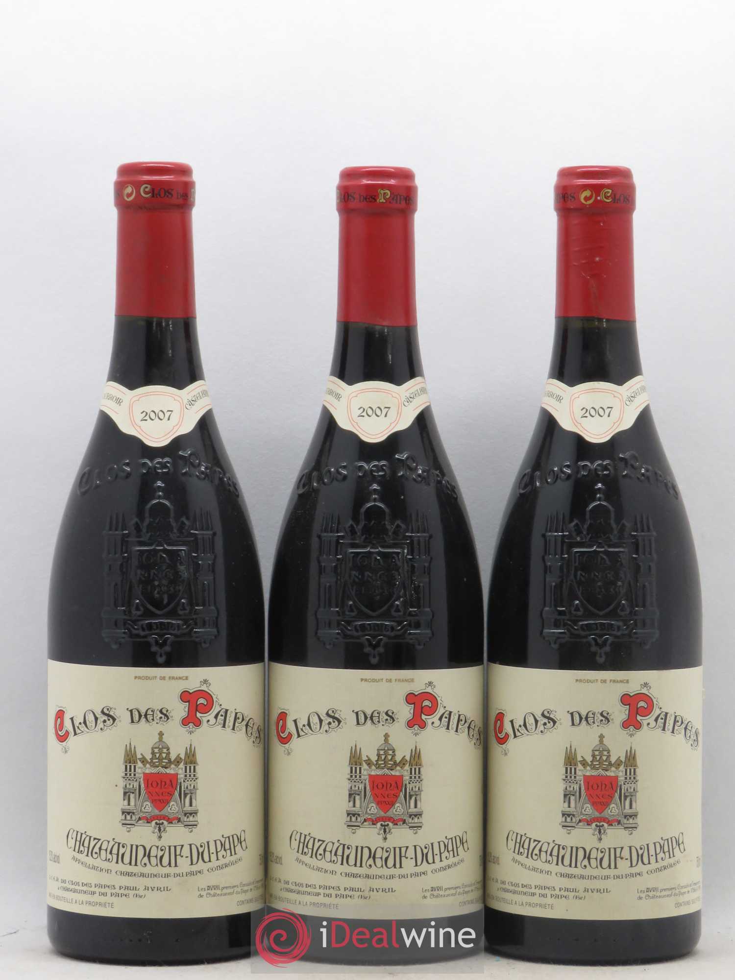 Châteauneuf-du-Pape Clos des Papes - Paul Avril 2007 - Lot de 3 bouteilles - 0