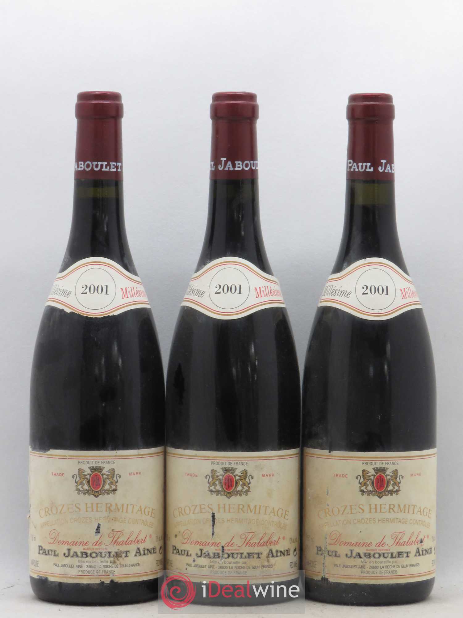 Crozes-Hermitage Domaine de Thalabert Paul Jaboulet Ainé 2001 - Lot de 3 bouteilles - 0