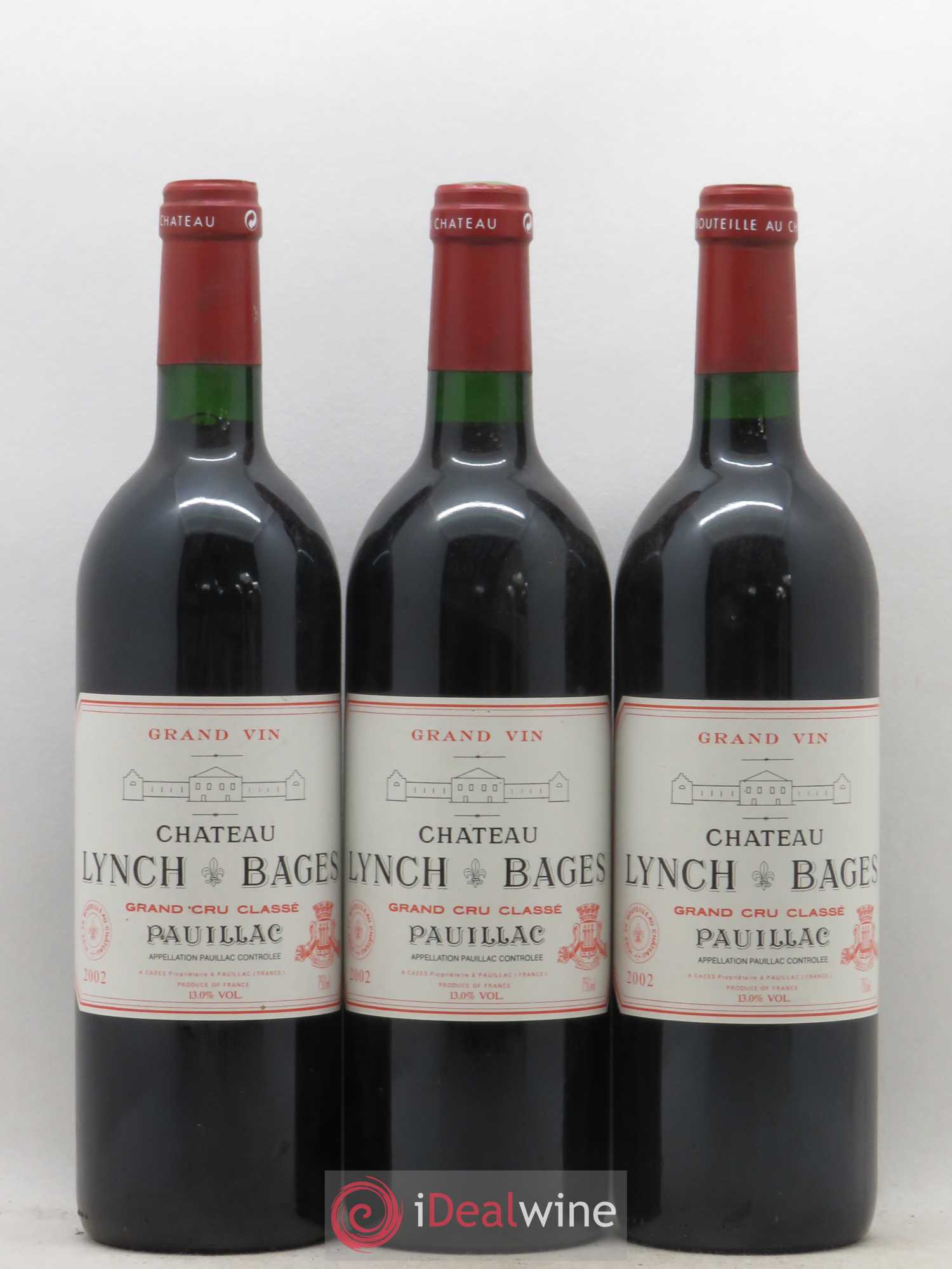 Château Lynch Bages 5ème Grand Cru Classé 2002 - Lot de 3 bouteilles - 0
