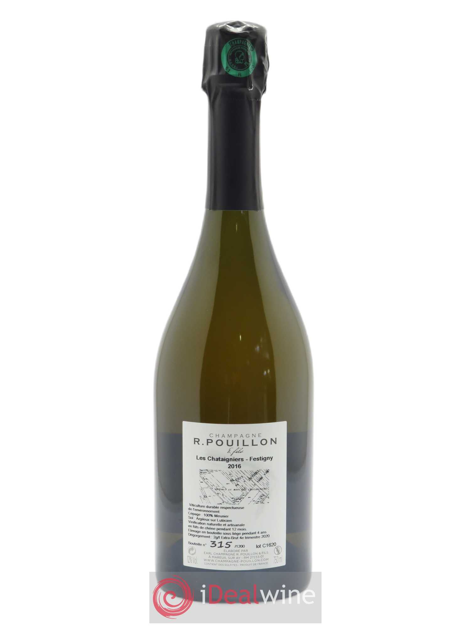 Les Châtaigniers Brut Nature R. Pouillon & fils 2016 - Lot de 1 bouteille - 1