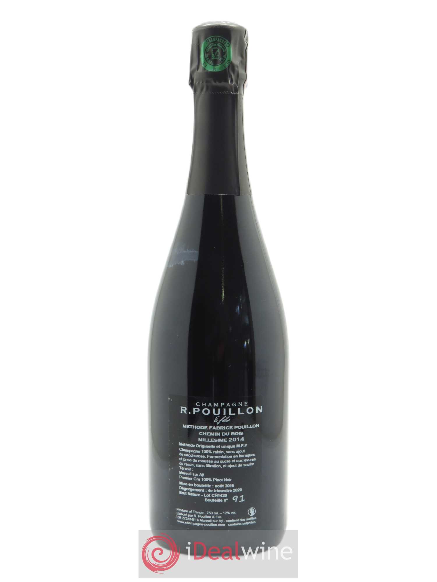 Chemin du Bois 1er Cru Extra-Brut R. Pouillon & fils 2014 - Lot de 1 bouteille - 1