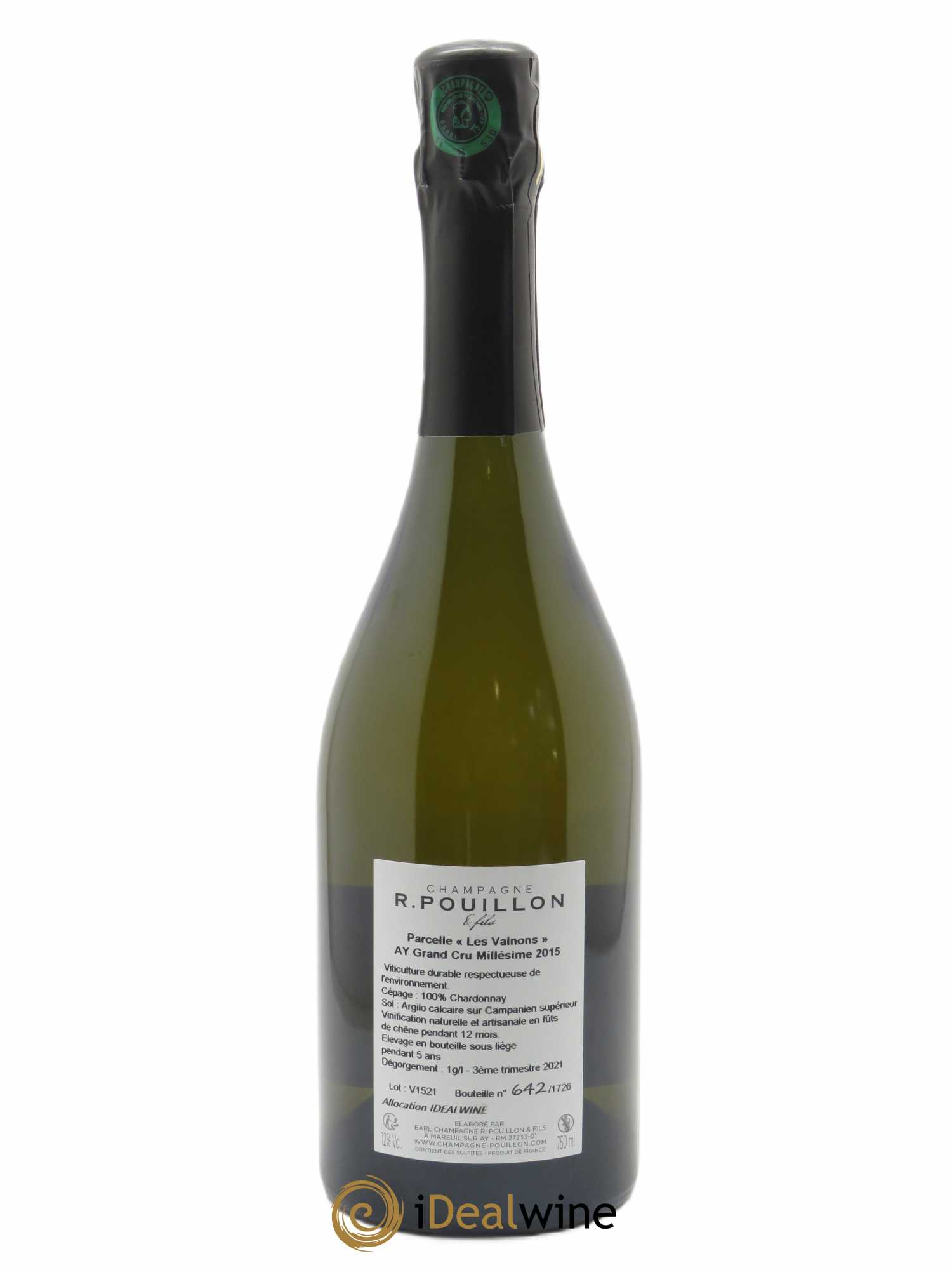 Les Valnons Grand Cru Extra-Brut R. Pouillon & fils 2015 - Lot de 1 bouteille - 1