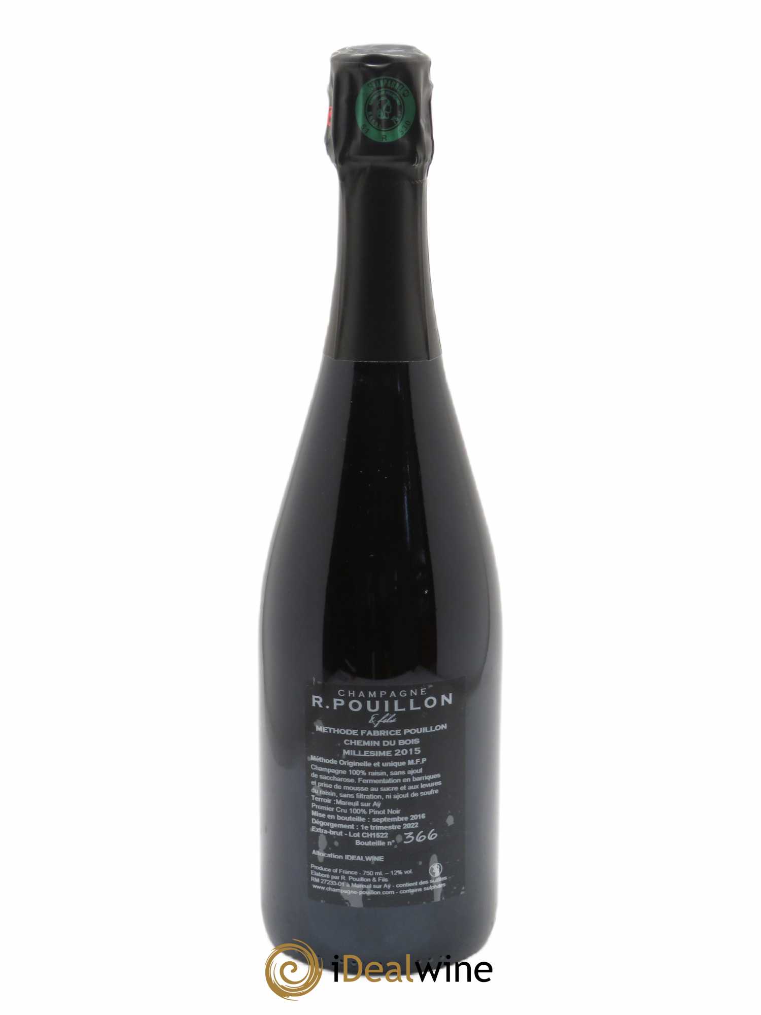 Chemin du Bois 1er Cru Extra-Brut R. Pouillon & fils 2015 - Lot de 1 bouteille - 2