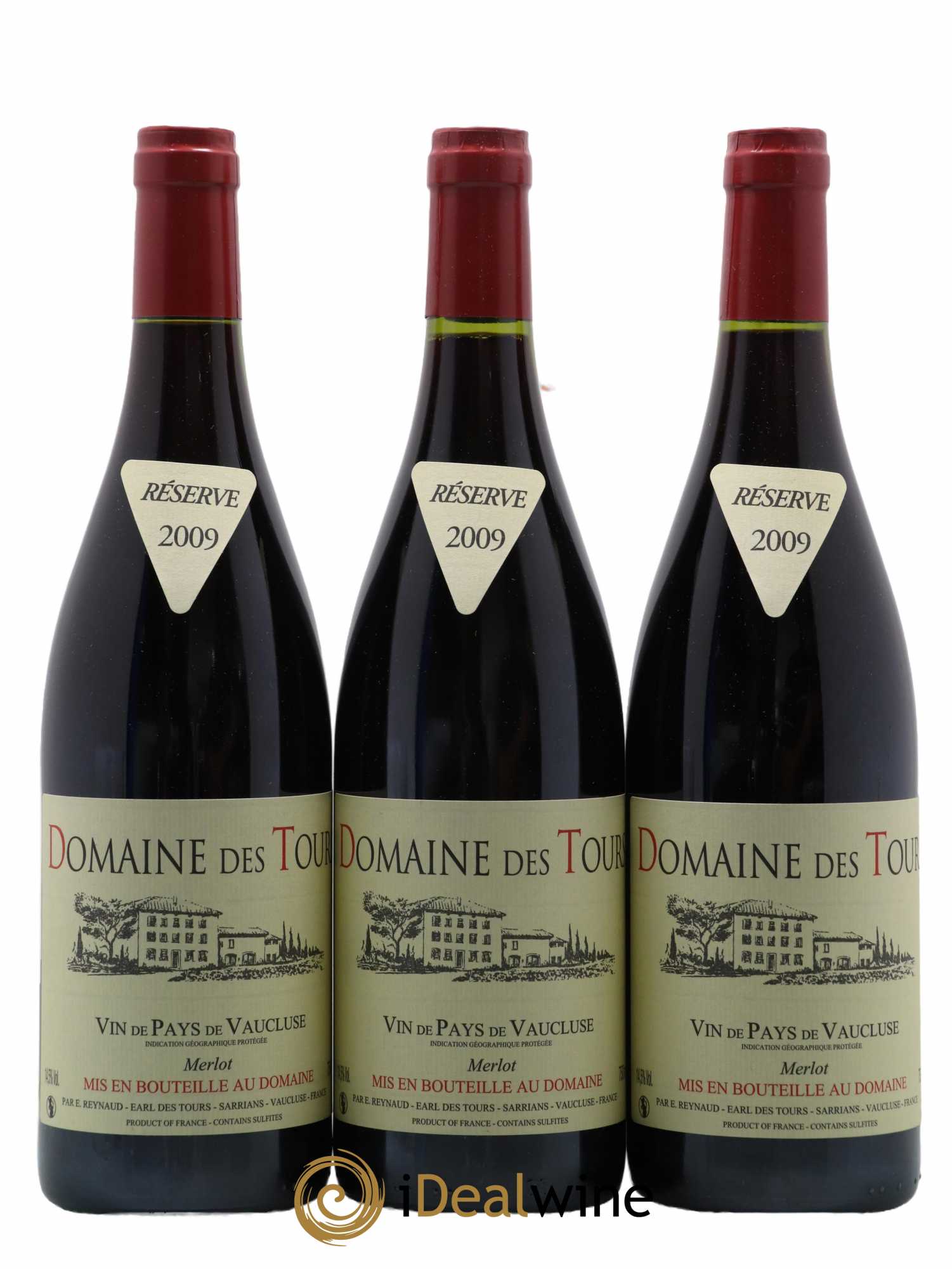 Vaucluse Domaine des Tours Merlot Emmanuel Reynaud 2009 - Lot de 3 bouteilles - 0