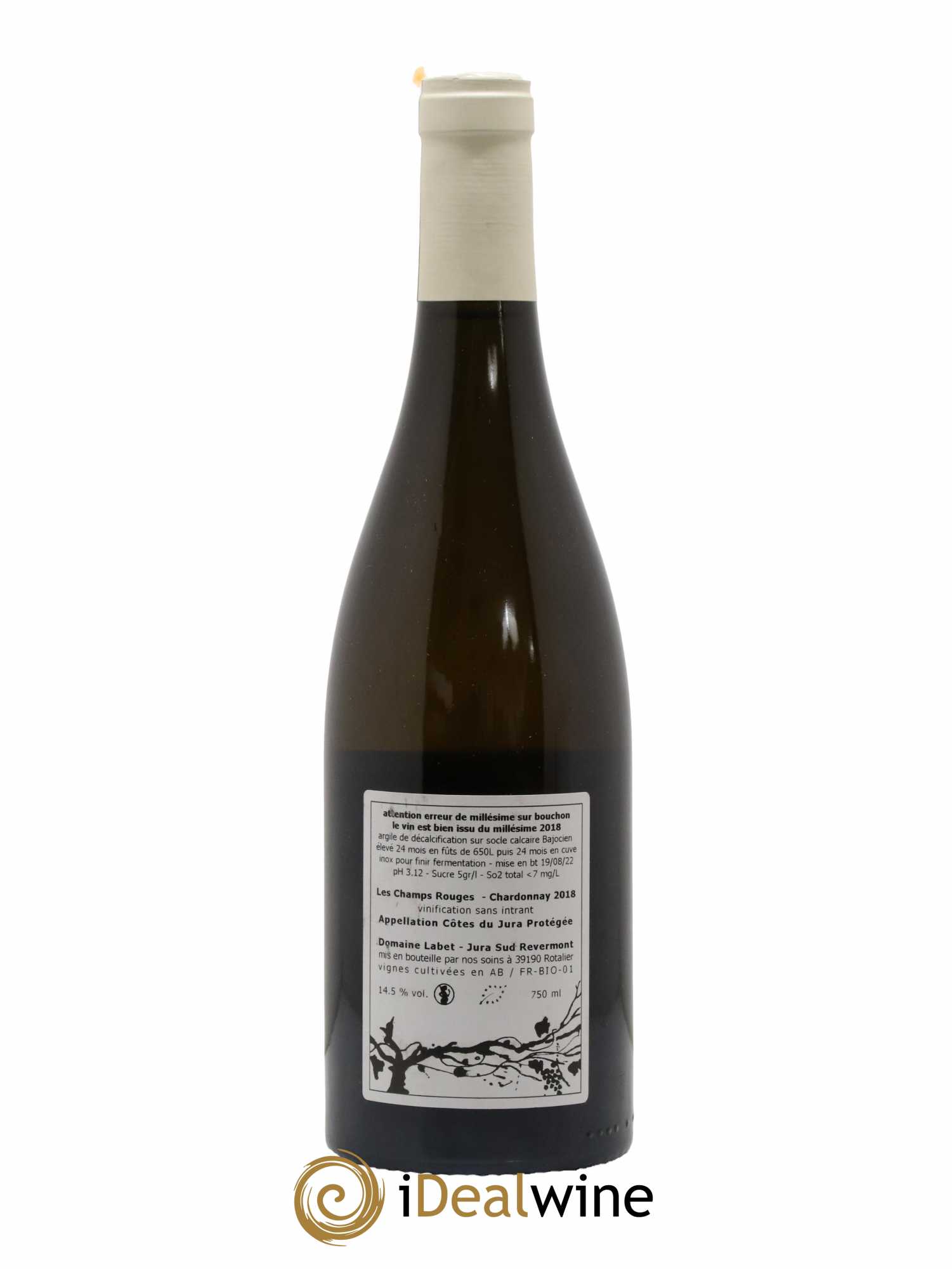 Côtes du Jura Chardonnay Les Champs Rouges Romain - Julien - Charline Labet 2018 - Lot de 1 bouteille - 1