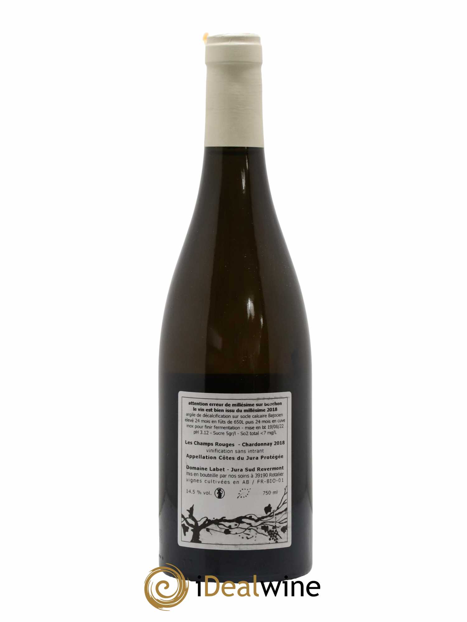 Côtes du Jura Chardonnay Les Champs Rouges Romain - Julien - Charline Labet 2018 - Lot de 1 bouteille - 1