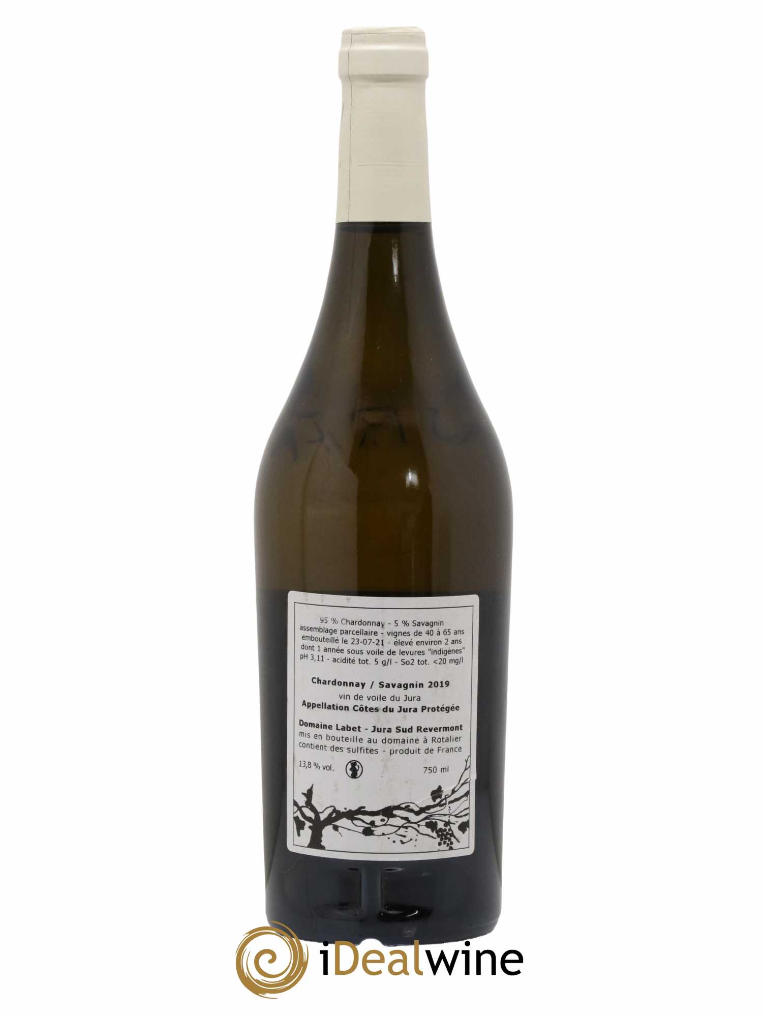 Côtes du Jura Vin de Voile Chardonnay-Savagnin cuvée de garde Romain - Julien - Charline Labet 2019 - Lot de 1 bouteille - 1