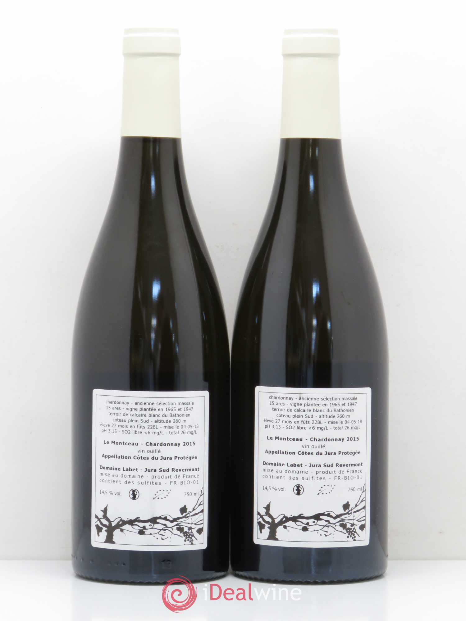 Côtes du Jura Chardonnay Le Montceau Domaine Labet 2015 - Posten von 2 Flaschen - 1