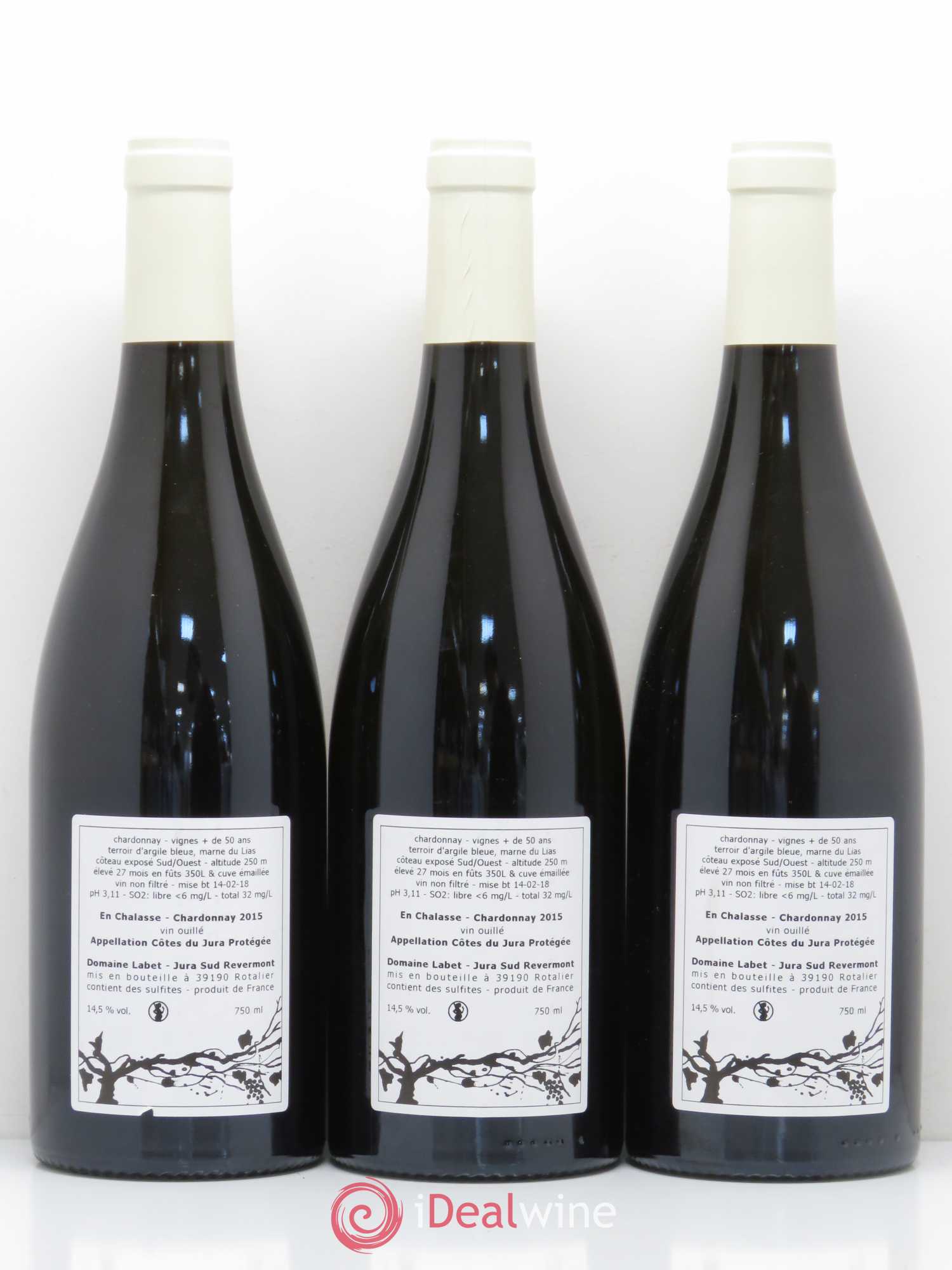 Côtes du Jura Chardonnay En Chalasse Domaine Labet 2015 - Posten von 3 Flaschen - 1
