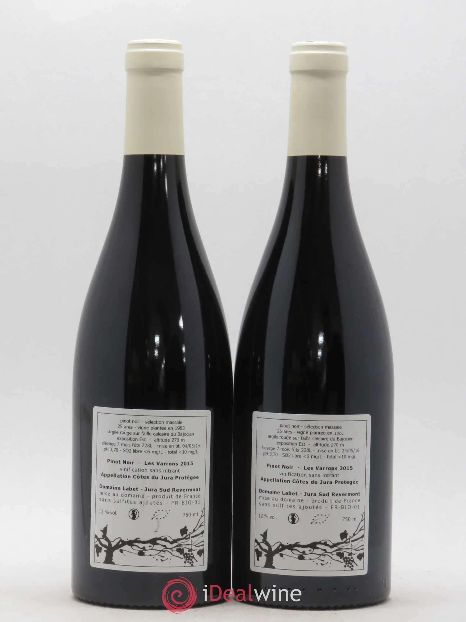 Côtes du Jura Pinot Noir Les Varrons Sélection Massale Romain - Julien - Charline Labet 2015 - Lot de 2 bouteilles - 1