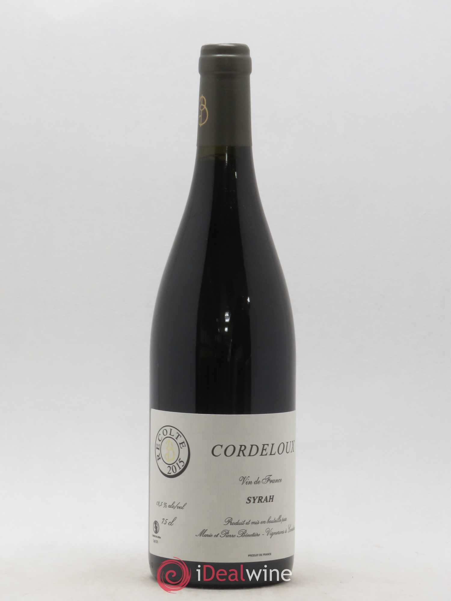 Vin de France Syrah Cordeloux Marie et Pierre Bénetière 2015 - Posten von 1 Flasche - 0