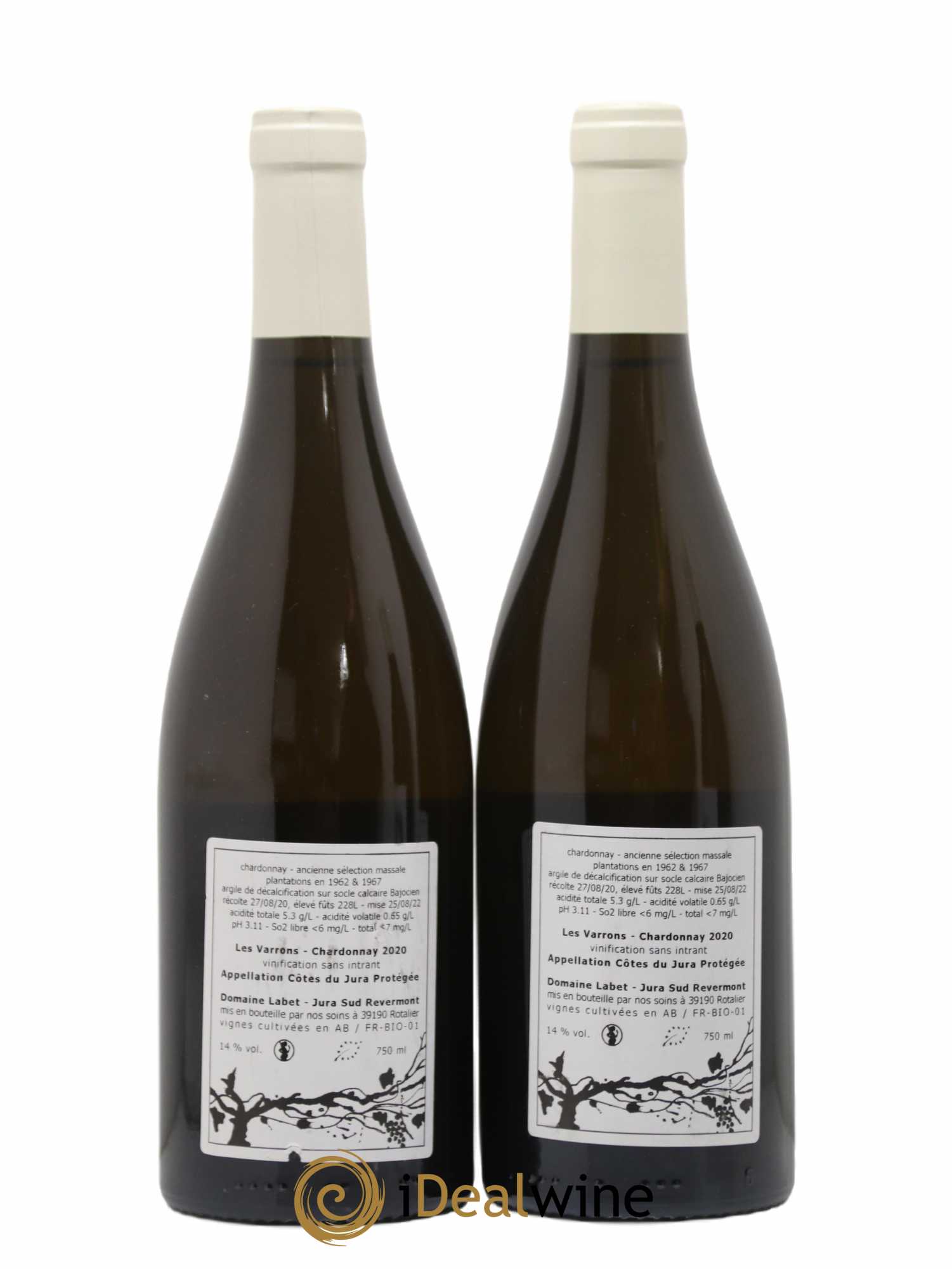 Côtes du Jura Chardonnay Les Varrons Romain - Julien - Charline Labet 2020 - Lot de 2 bouteilles - 1