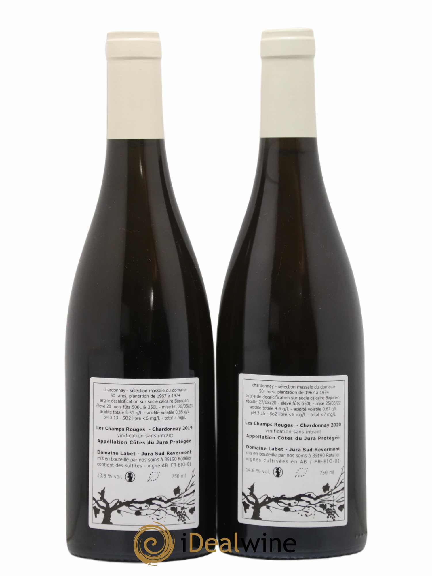 Côtes du Jura Chardonnay Les Champs Rouges Romain - Julien - Charline Labet 2019 - Lot de 2 bouteilles - 1
