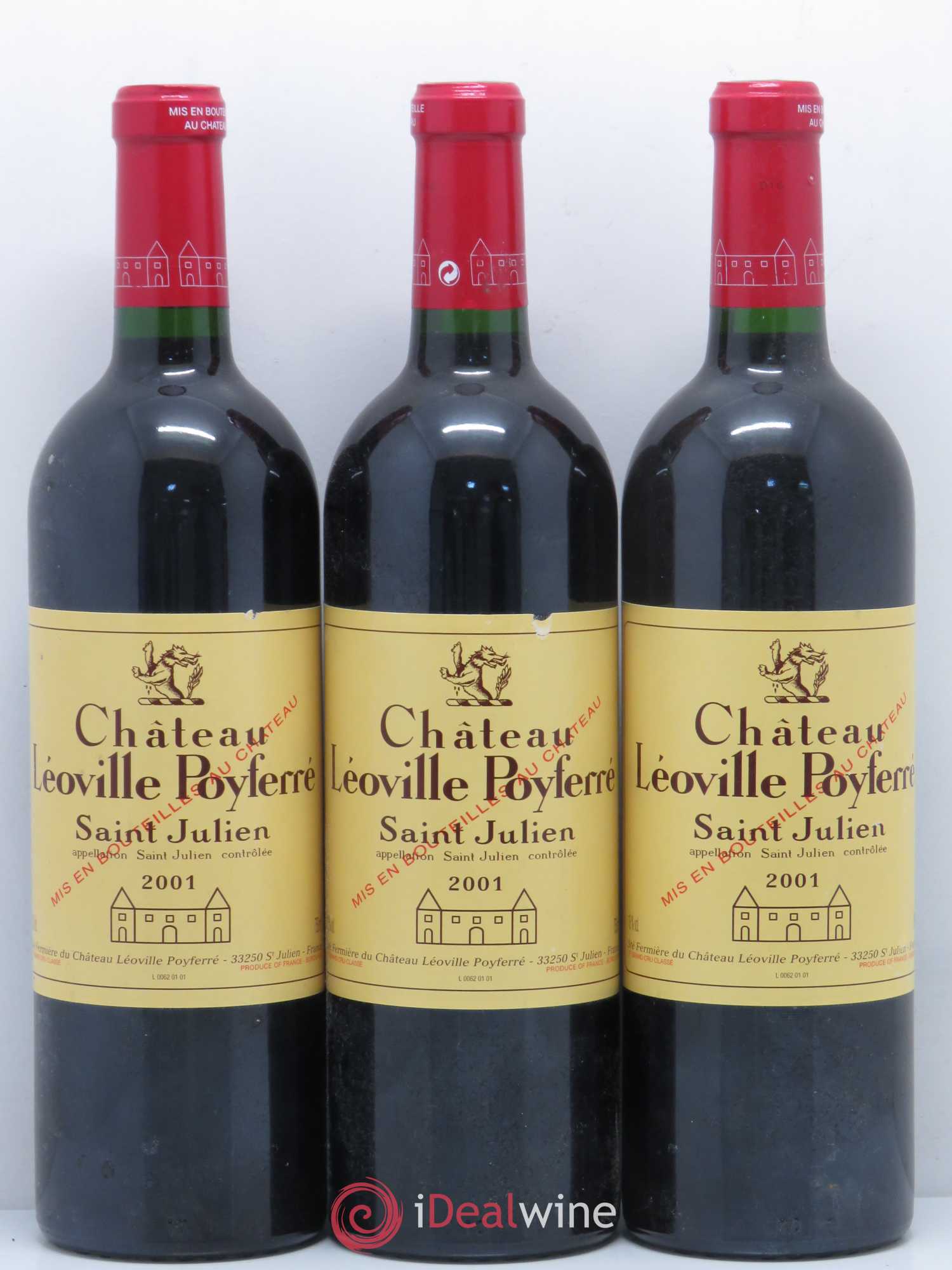 Château Léoville Poyferré 2ème Grand Cru Classé 2001 - Lot de 3 bouteilles - 0