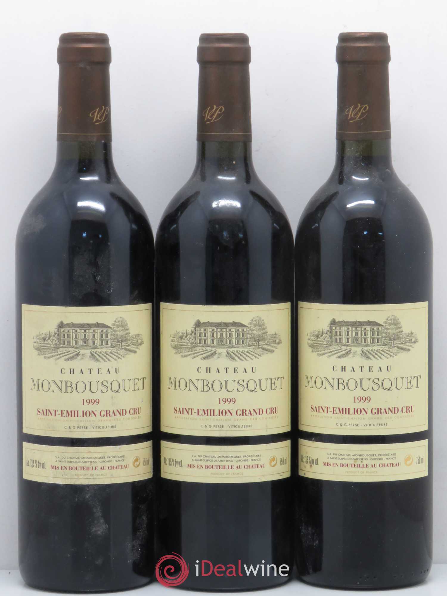 Château Monbousquet Grand Cru Classé 1999 - Lot de 3 bouteilles - 0