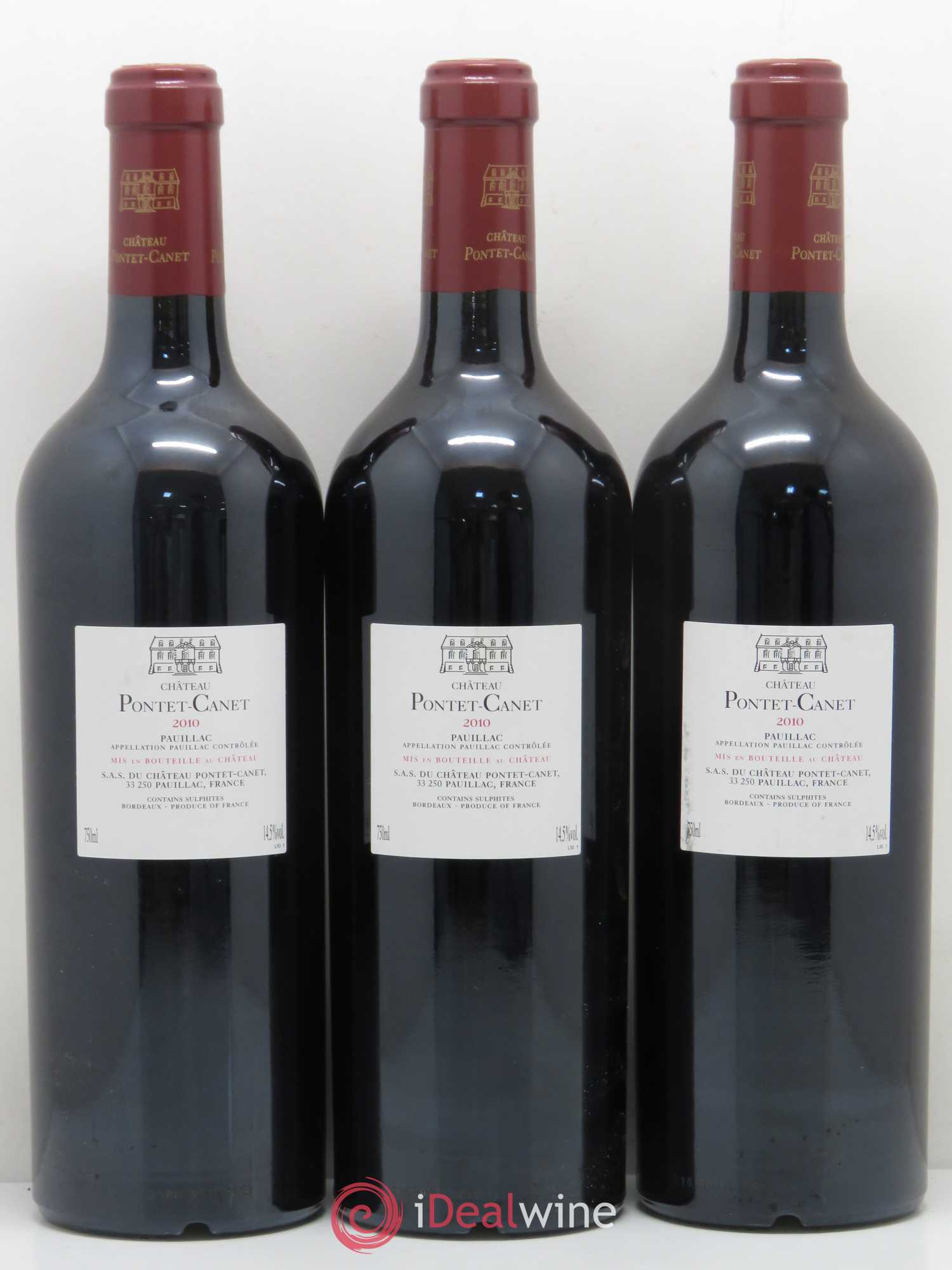 Château Pontet Canet 5ème Grand Cru Classé 2010 - Lot de 3 bouteilles - 1