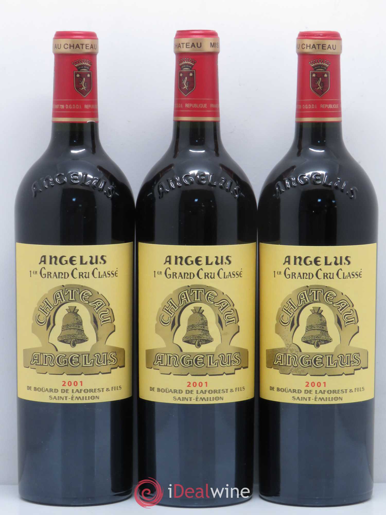 Château Angélus 1er Grand Cru Classé A 2001 - Lot de 3 bouteilles - 0