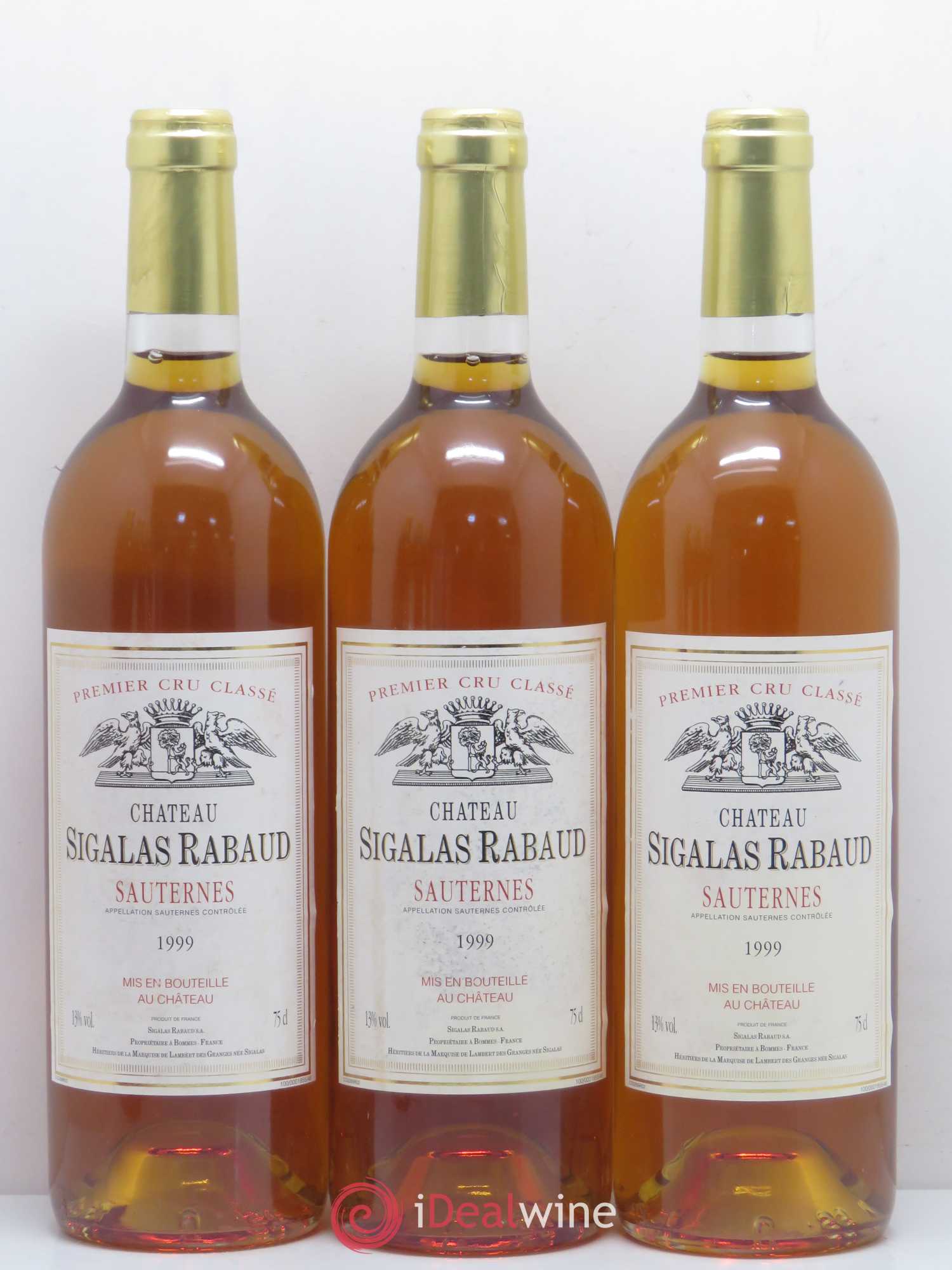 Château Sigalas Rabaud 1er Grand Cru Classé 1999 - Lot de 6 bouteilles - 1