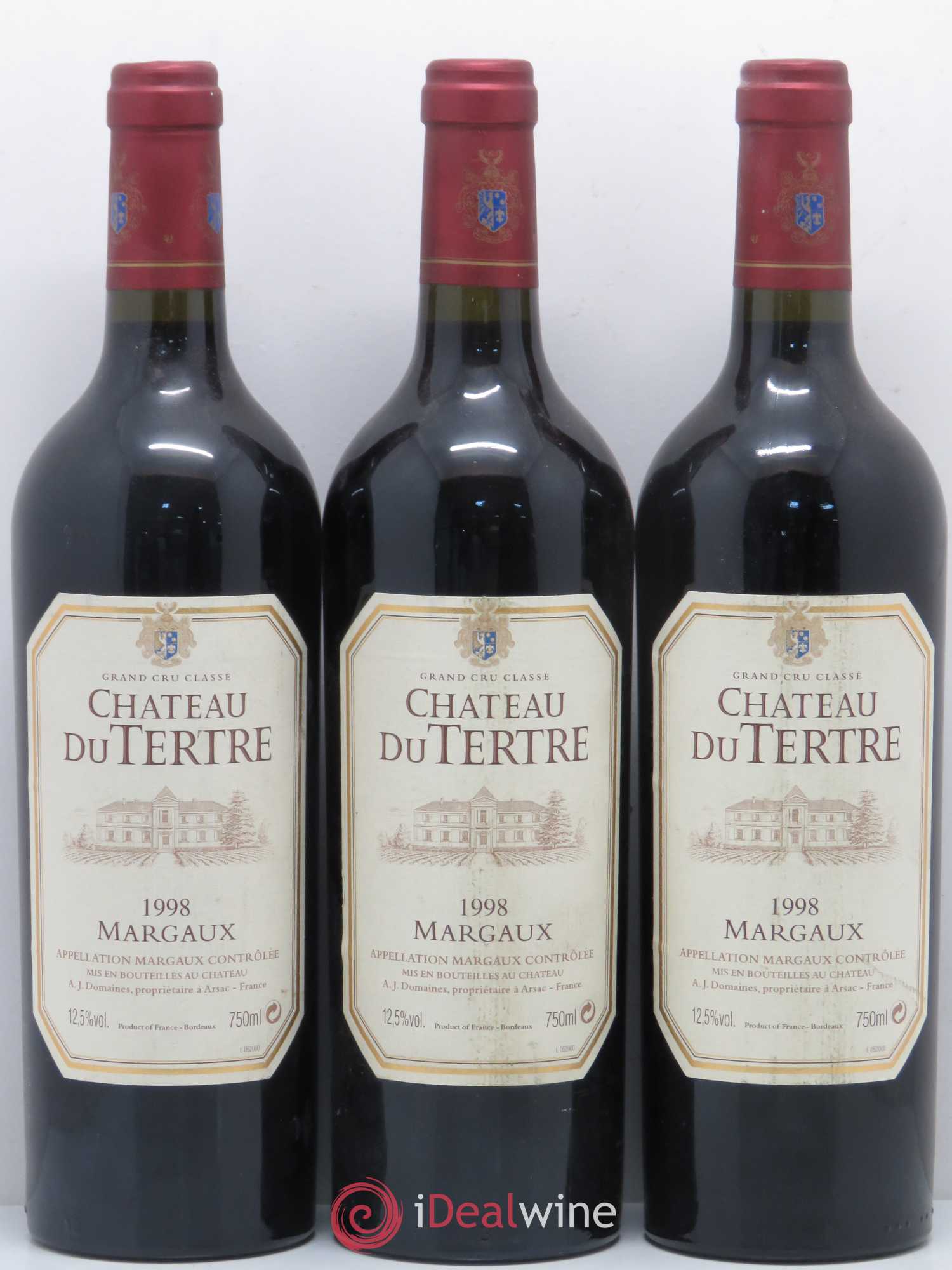 Château du Tertre 5ème Grand Cru Classé 1998 - Lot de 3 bouteilles - 0