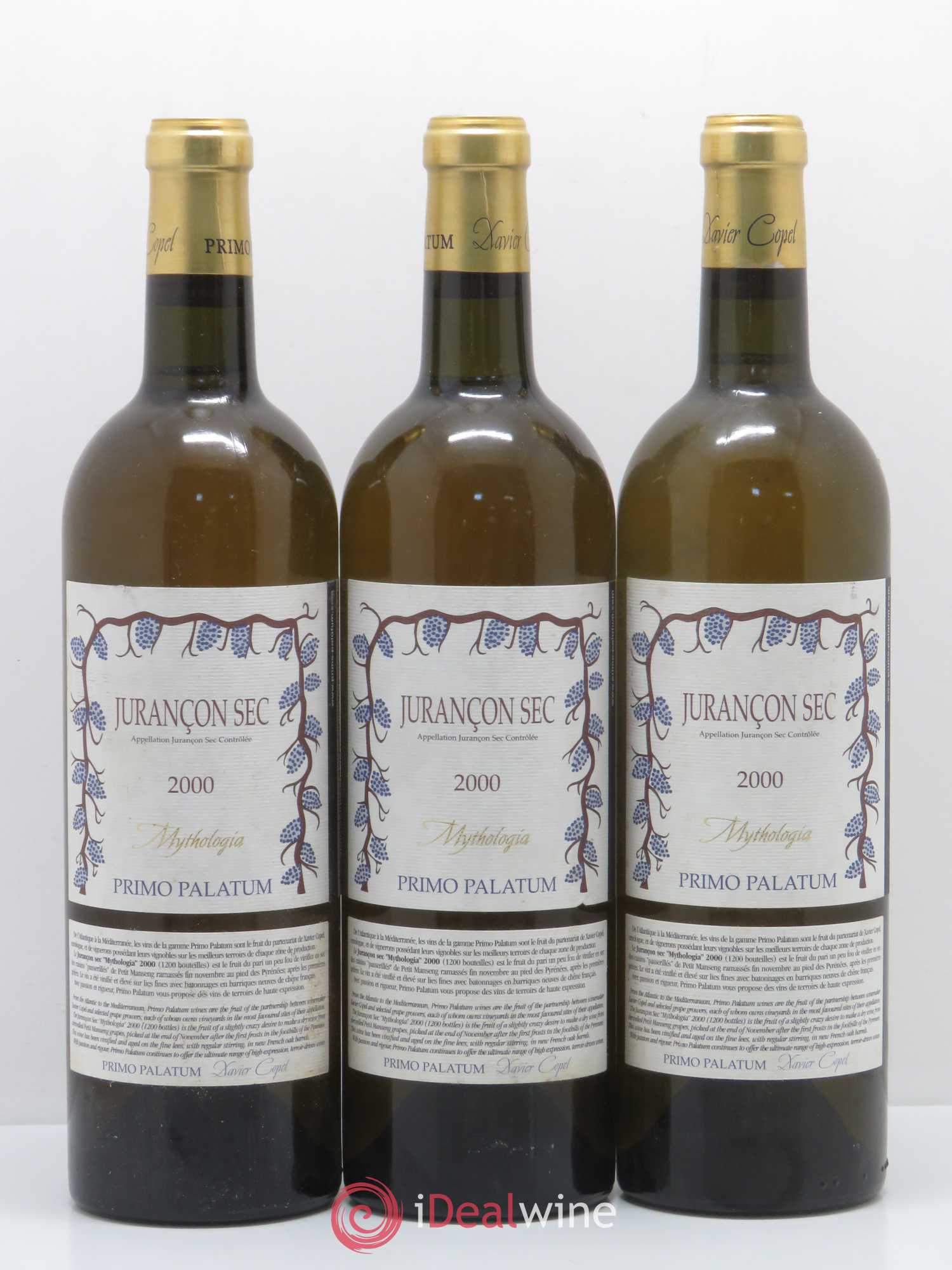 Jurançon Mythologia Primo Palatum (sans prix de réserve) 2000 - Posten von 3 Flaschen - 0