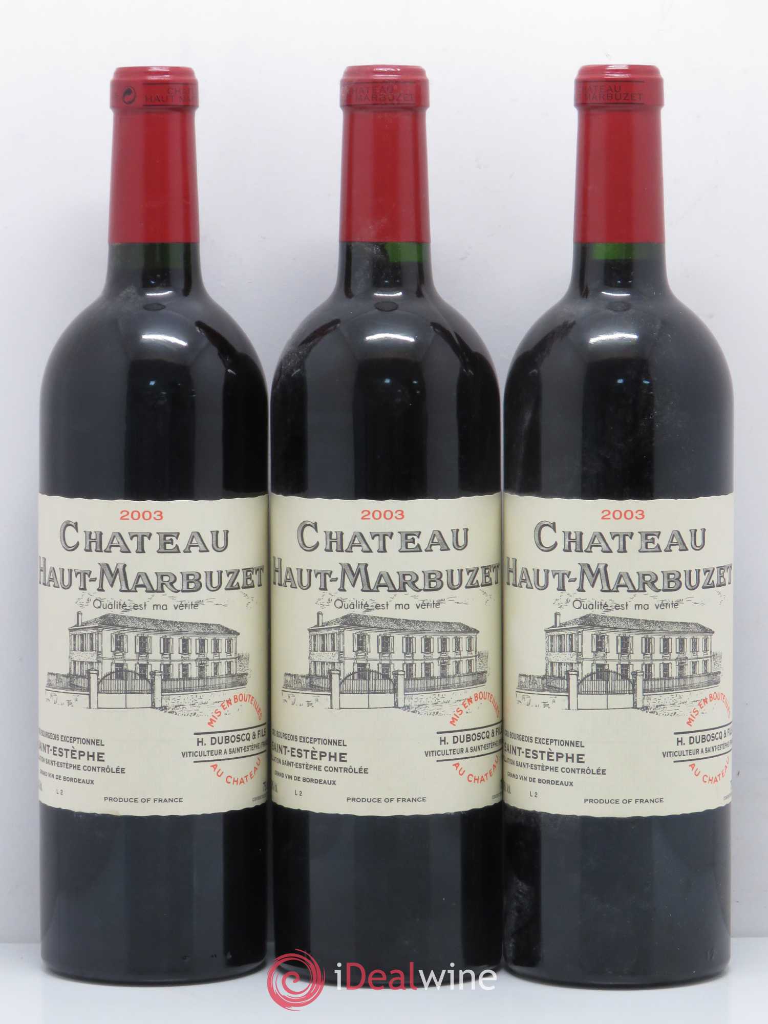 Château Haut Marbuzet 2003 - Lot de 3 bouteilles - 0