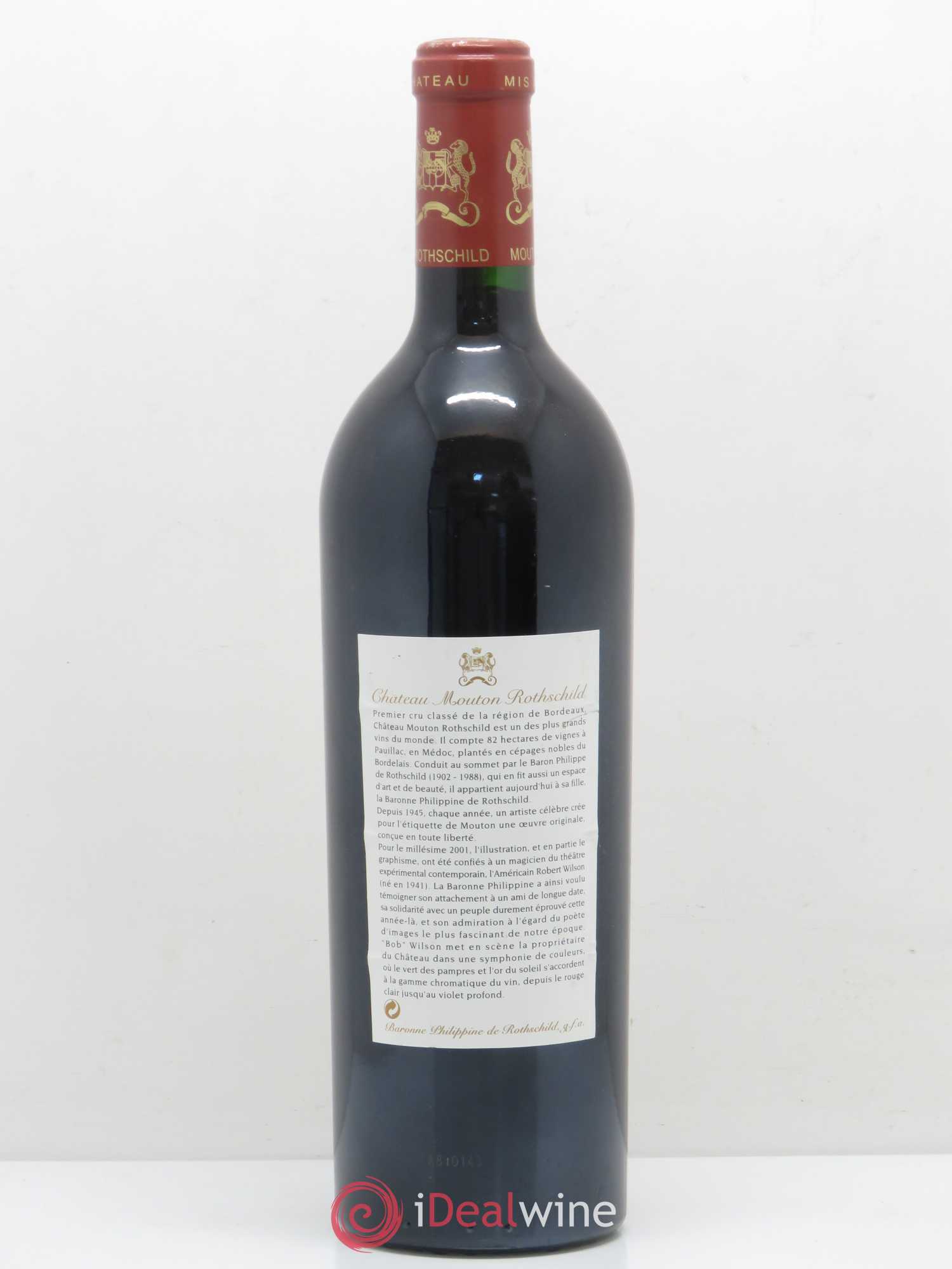 Château Mouton Rothschild 1er Grand Cru Classé 2001 - Lot de 1 bouteille - 1