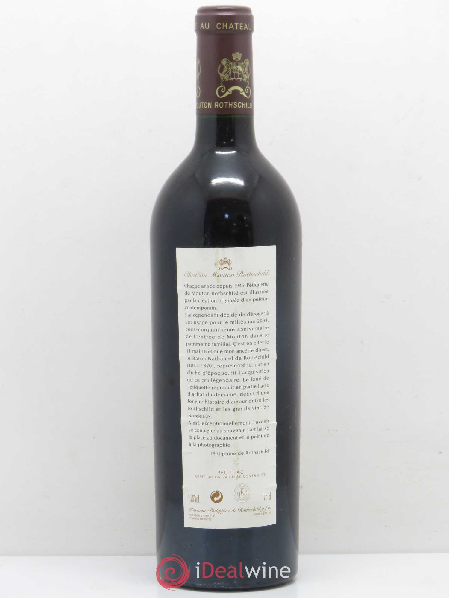 Château Mouton Rothschild 1er Grand Cru Classé 2003 - Lot de 1 bouteille - 1