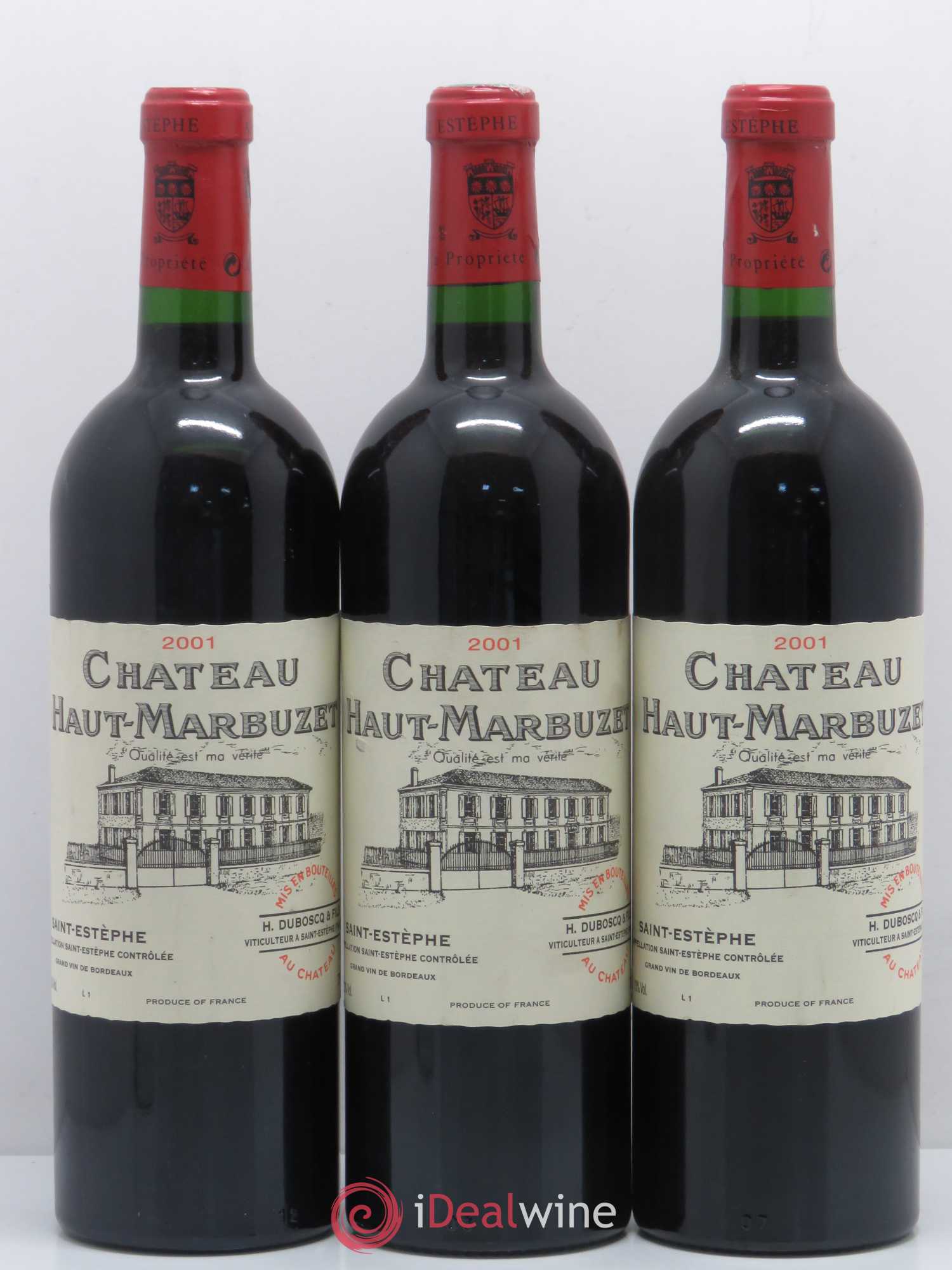 Château Haut Marbuzet 2001 - Lot de 3 bouteilles - 0