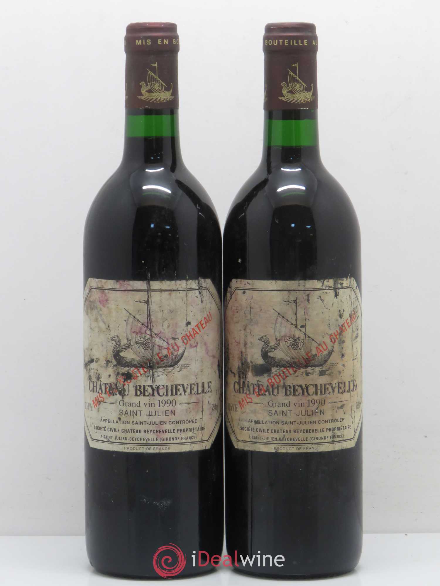 Château Beychevelle 4ème Grand Cru Classé 1990 - Lot de 2 bouteilles - 0