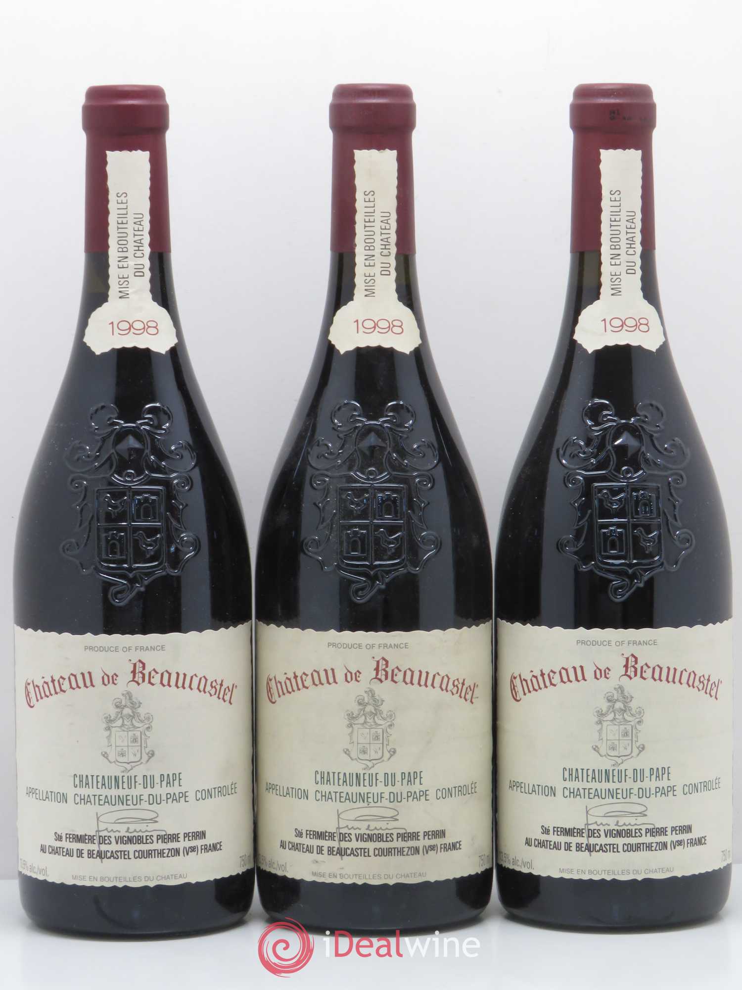 Châteauneuf-du-Pape Château de Beaucastel Famille Perrin 1998 - Lot de 3 bouteilles - 0