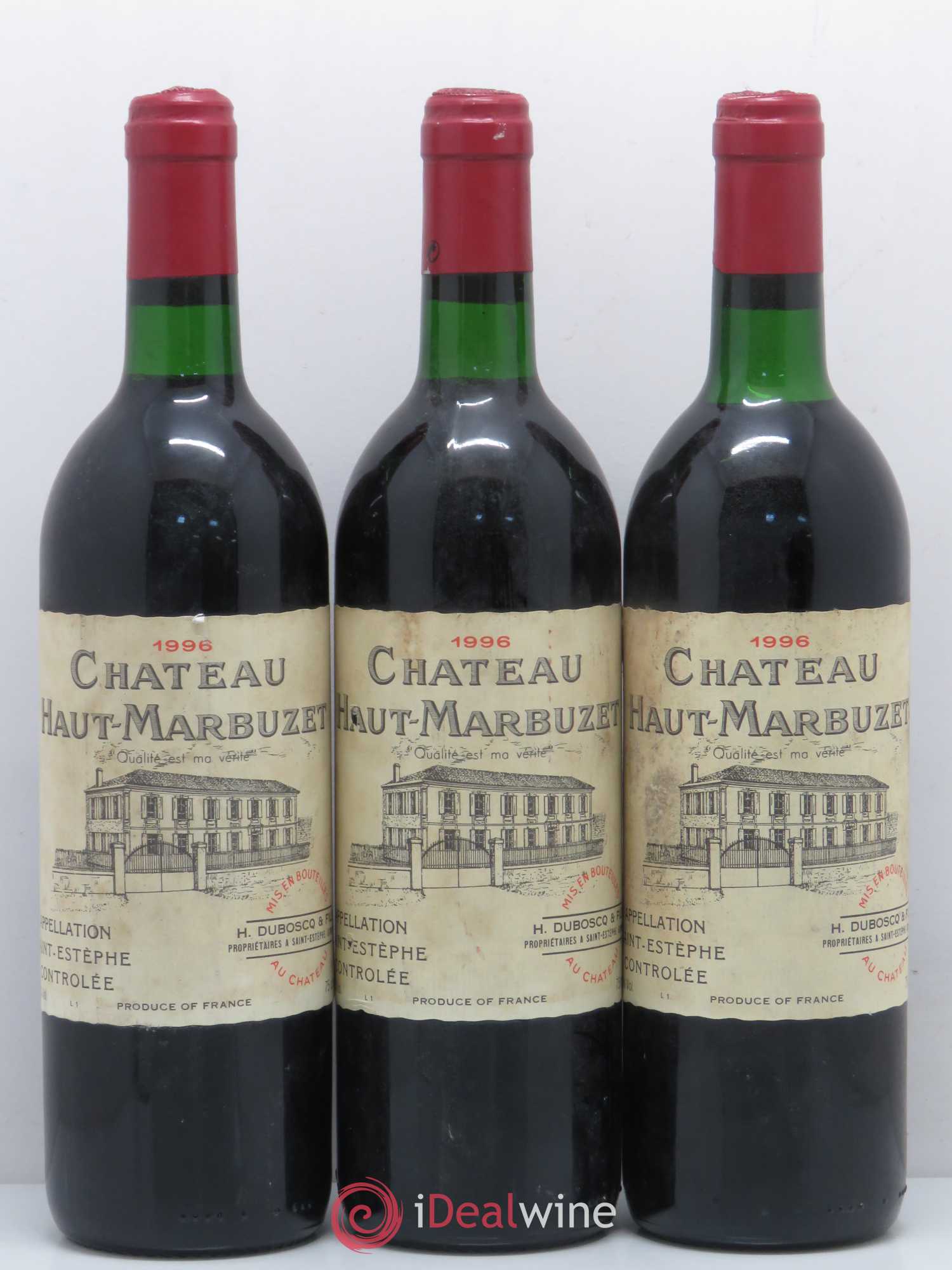 Château Haut Marbuzet 1996 - Lot de 3 bouteilles - 0