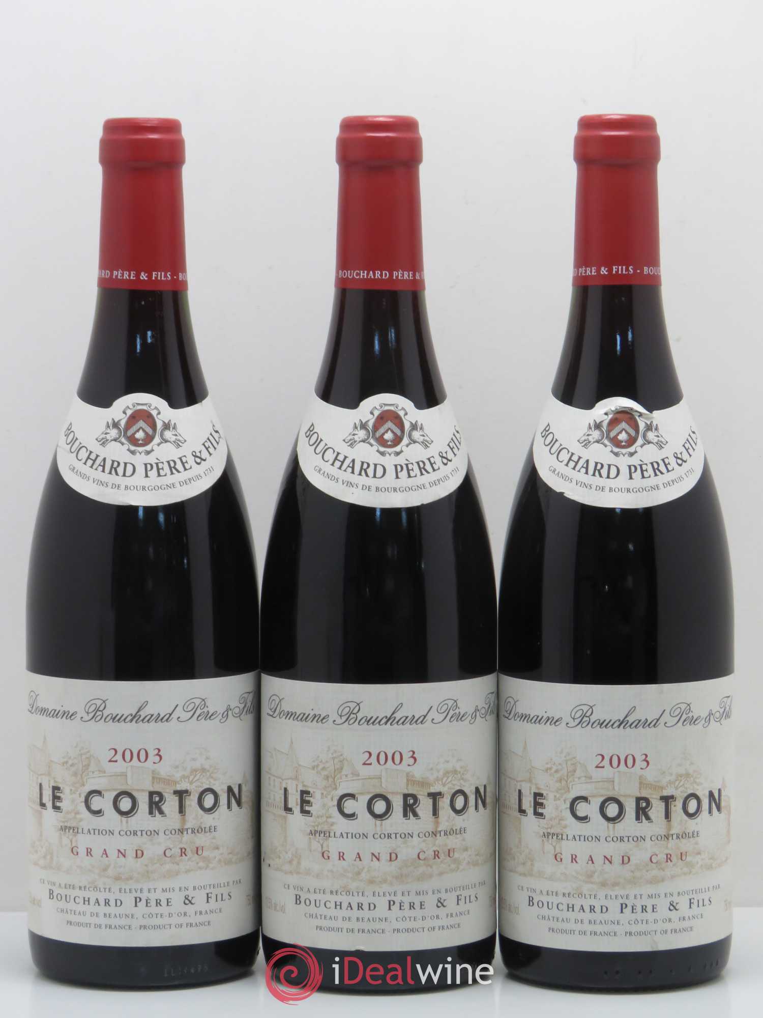 Corton Grand Cru Le Corton Bouchard Père & Fils 2003 - Lot de 3 bouteilles - 0