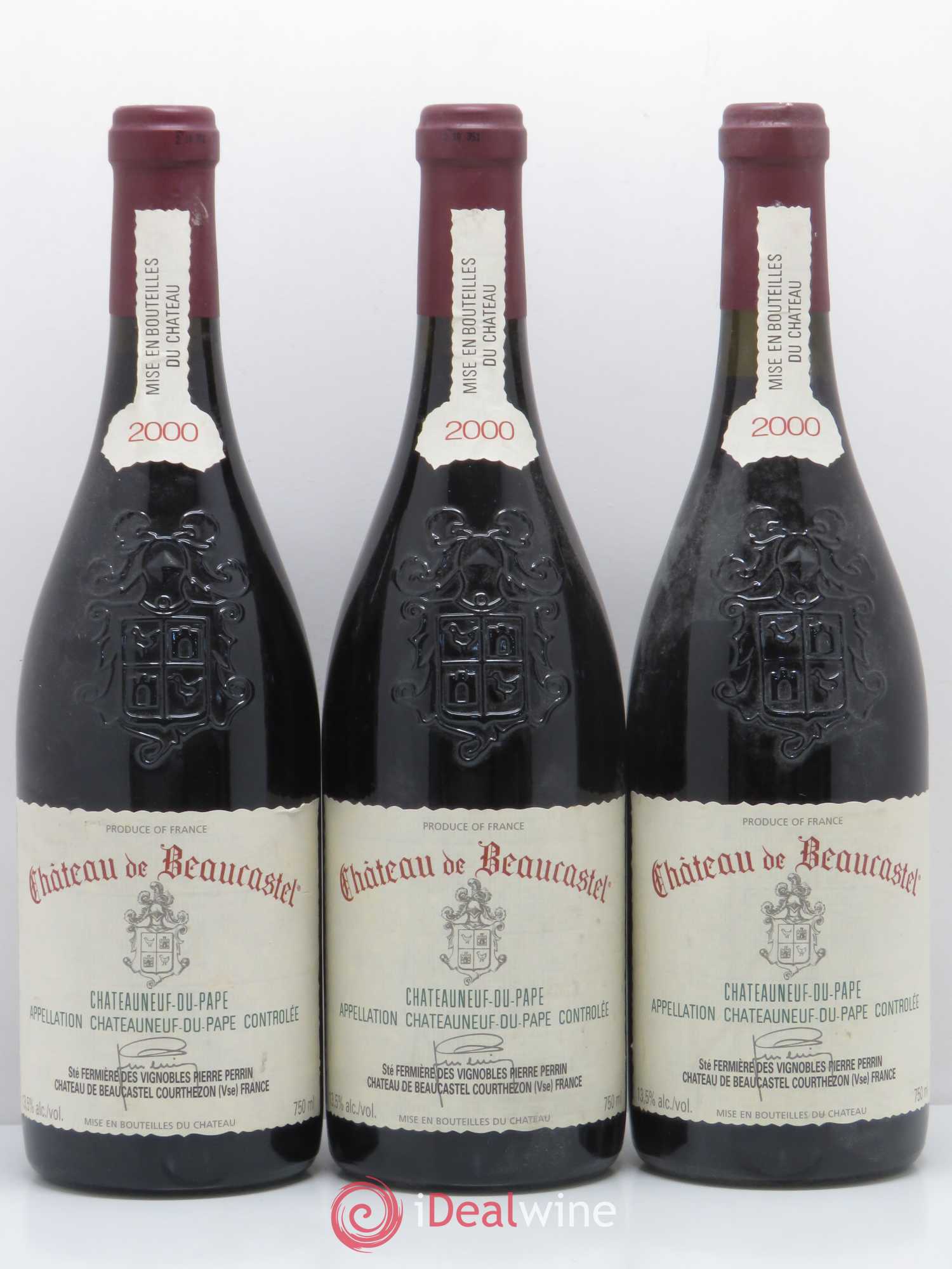 Châteauneuf-du-Pape Château de Beaucastel Famille Perrin 2000 - Lot de 3 bouteilles - 0