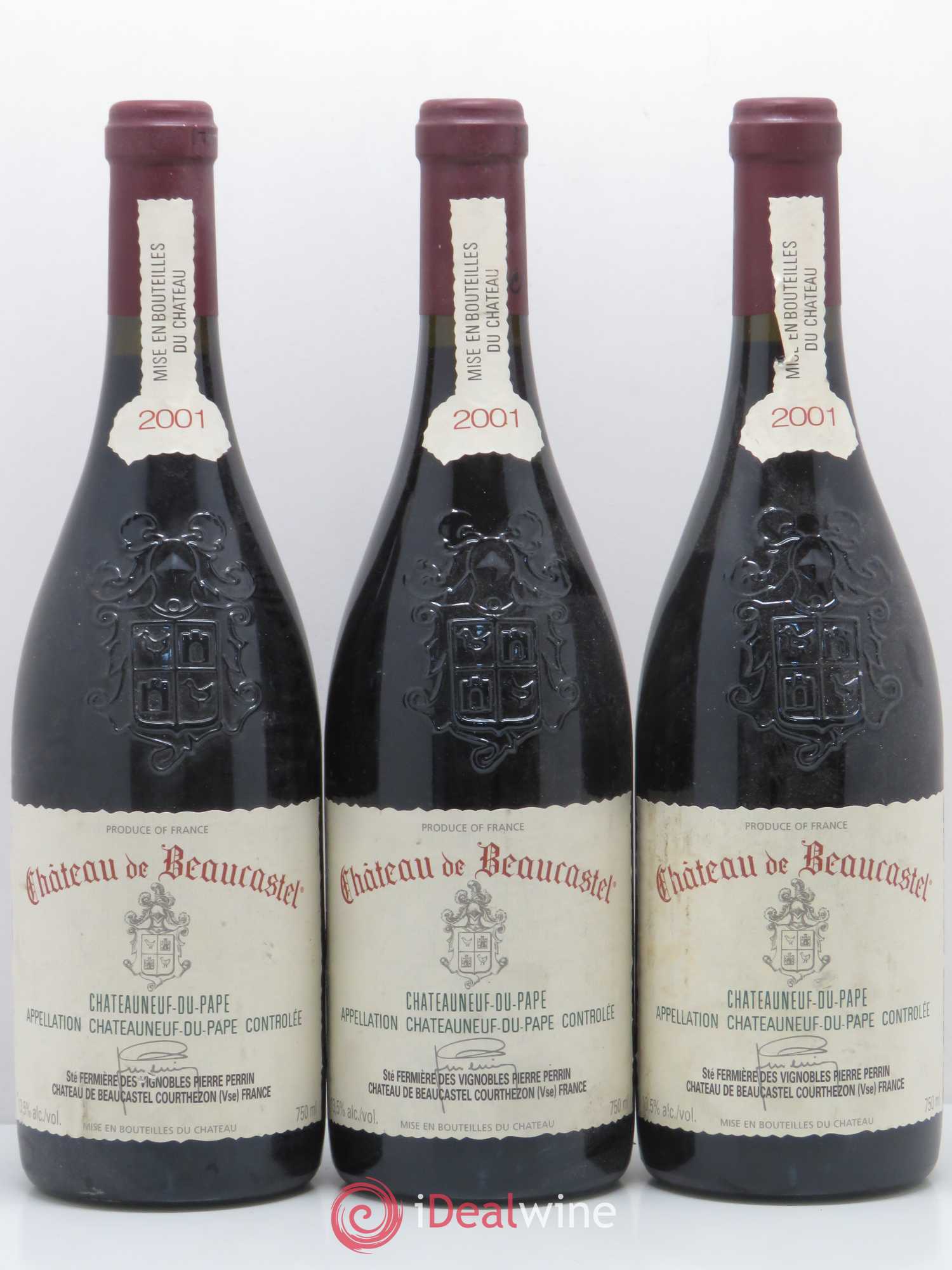 Châteauneuf-du-Pape Château de Beaucastel Famille Perrin 2001 - Lot de 3 bouteilles - 0