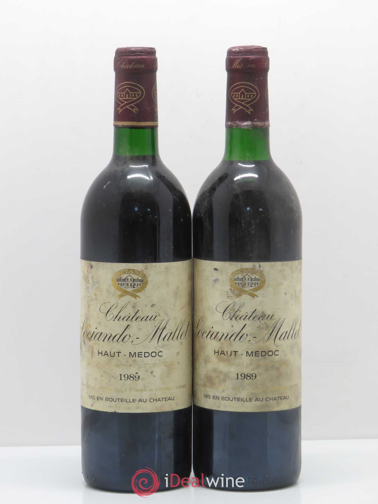 Château Sociando Mallet 1989 - Lot de 2 bouteilles - 0