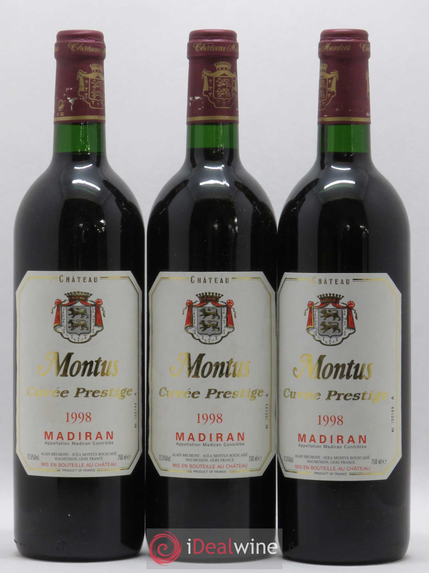 Madiran Château Montus-Prestige Alain Brumont 1998 - Lot de 3 bouteilles - 0