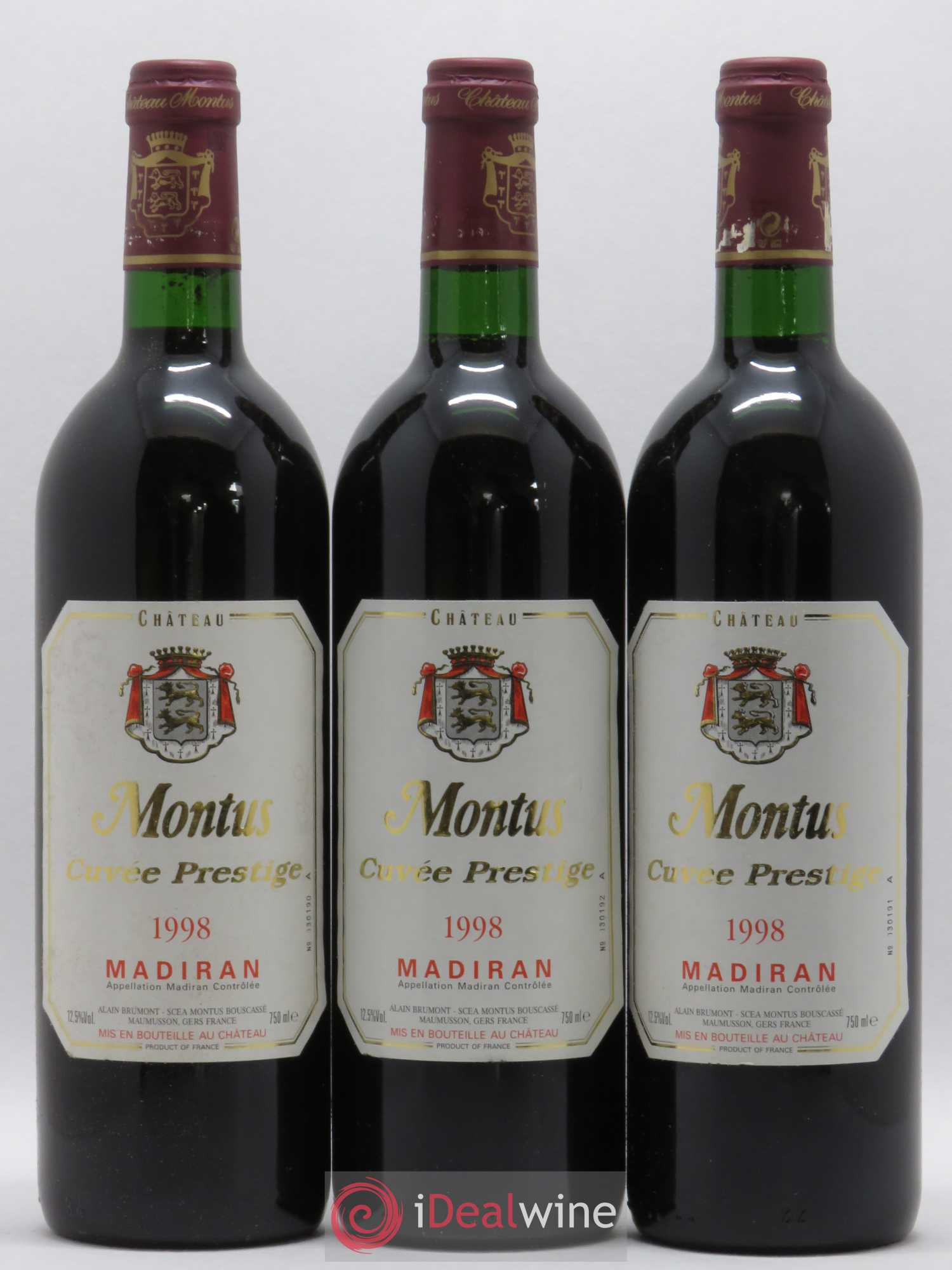 Madiran Château Montus-Prestige Alain Brumont 1998 - Lot de 3 bouteilles - 0