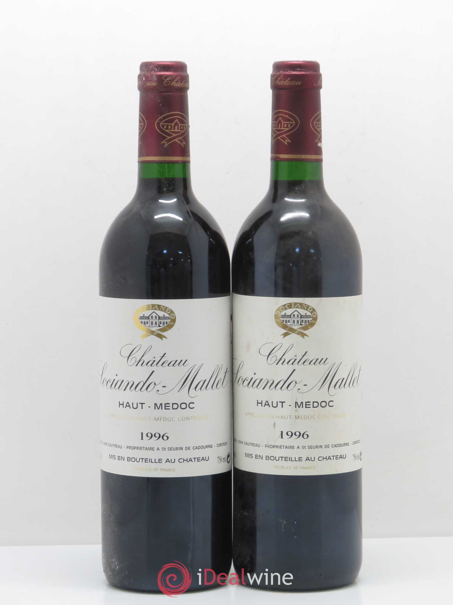 Château Sociando Mallet 1996 - Lot de 2 bouteilles - 0